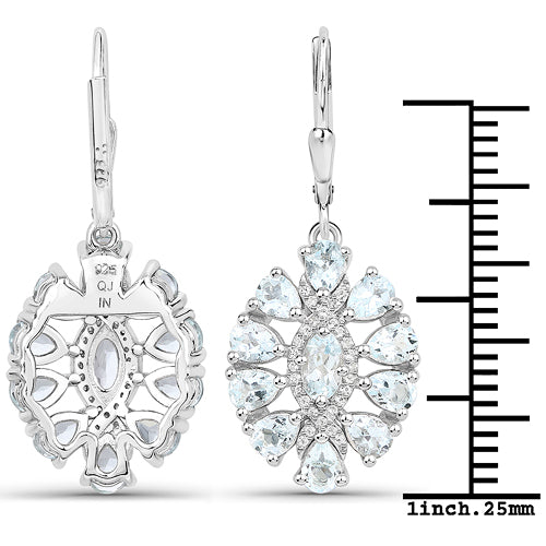 2.93 Carat Genuine Aquamarine and White Topaz .925 Sterling Silver Earrings on sale at MyriadMart