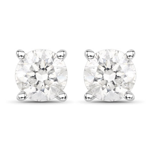 0.80 Carat Genuine White Diamond 14K White Gold Earrings on sale at MyriadMart