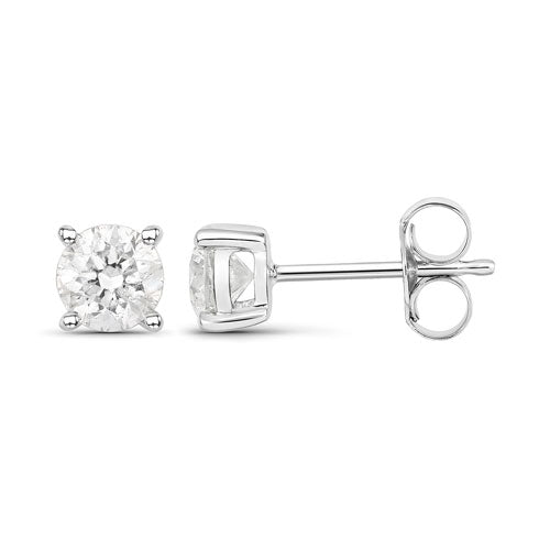 0.80 Carat Genuine White Diamond 14K White Gold Earrings on sale at MyriadMart