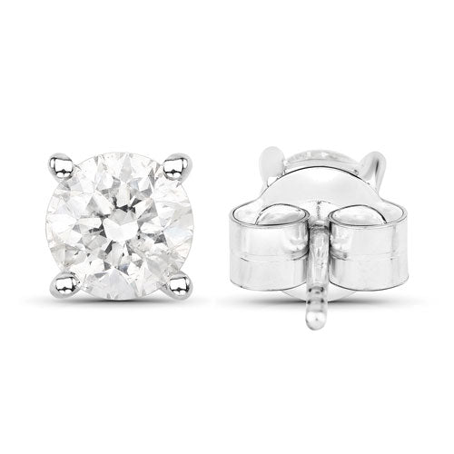 0.80 Carat Genuine White Diamond 14K White Gold Earrings on sale at MyriadMart