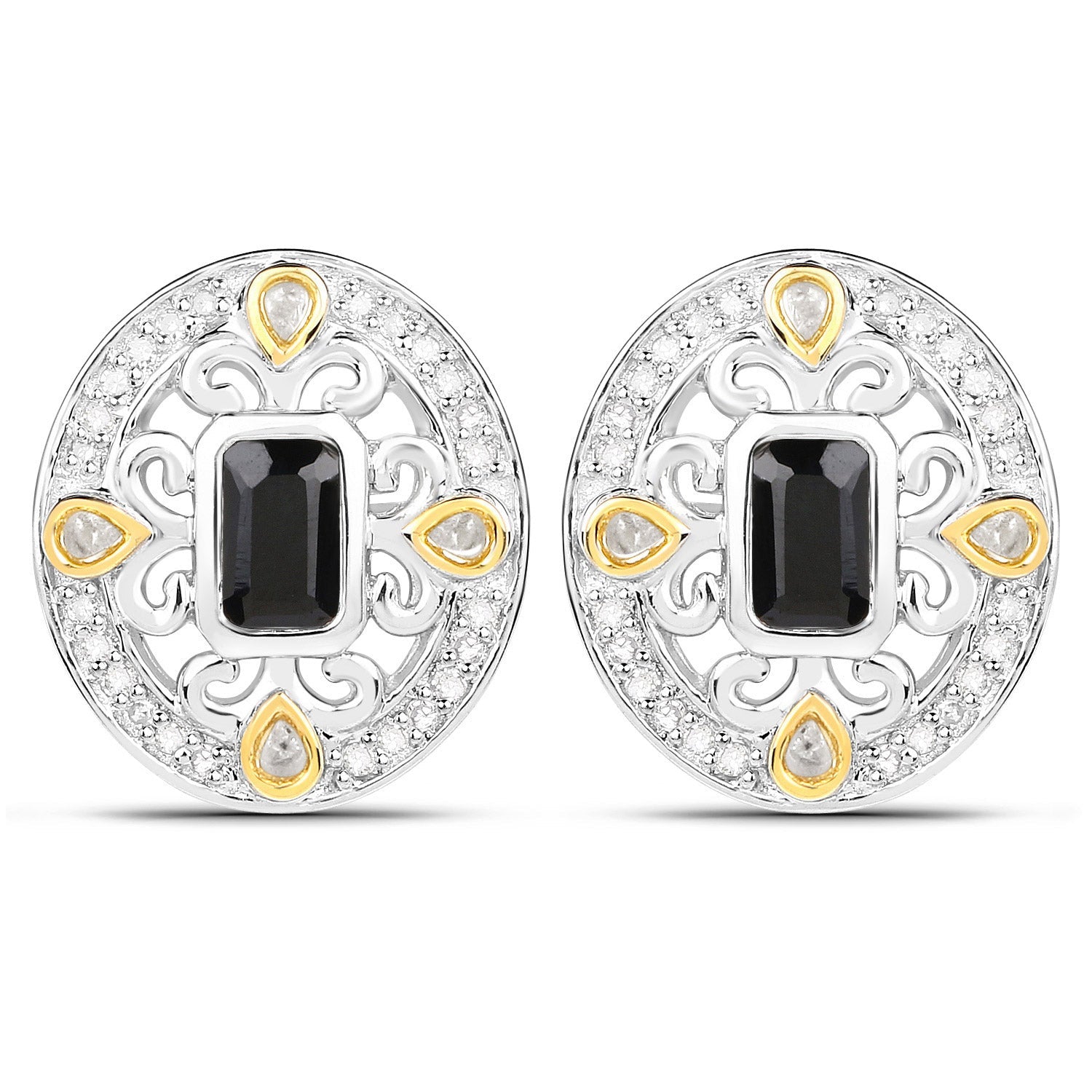 0.93 Carat Genuine Blue Sapphire and White Diamond .925 Sterling Silver Earrings on sale at MyriadMart