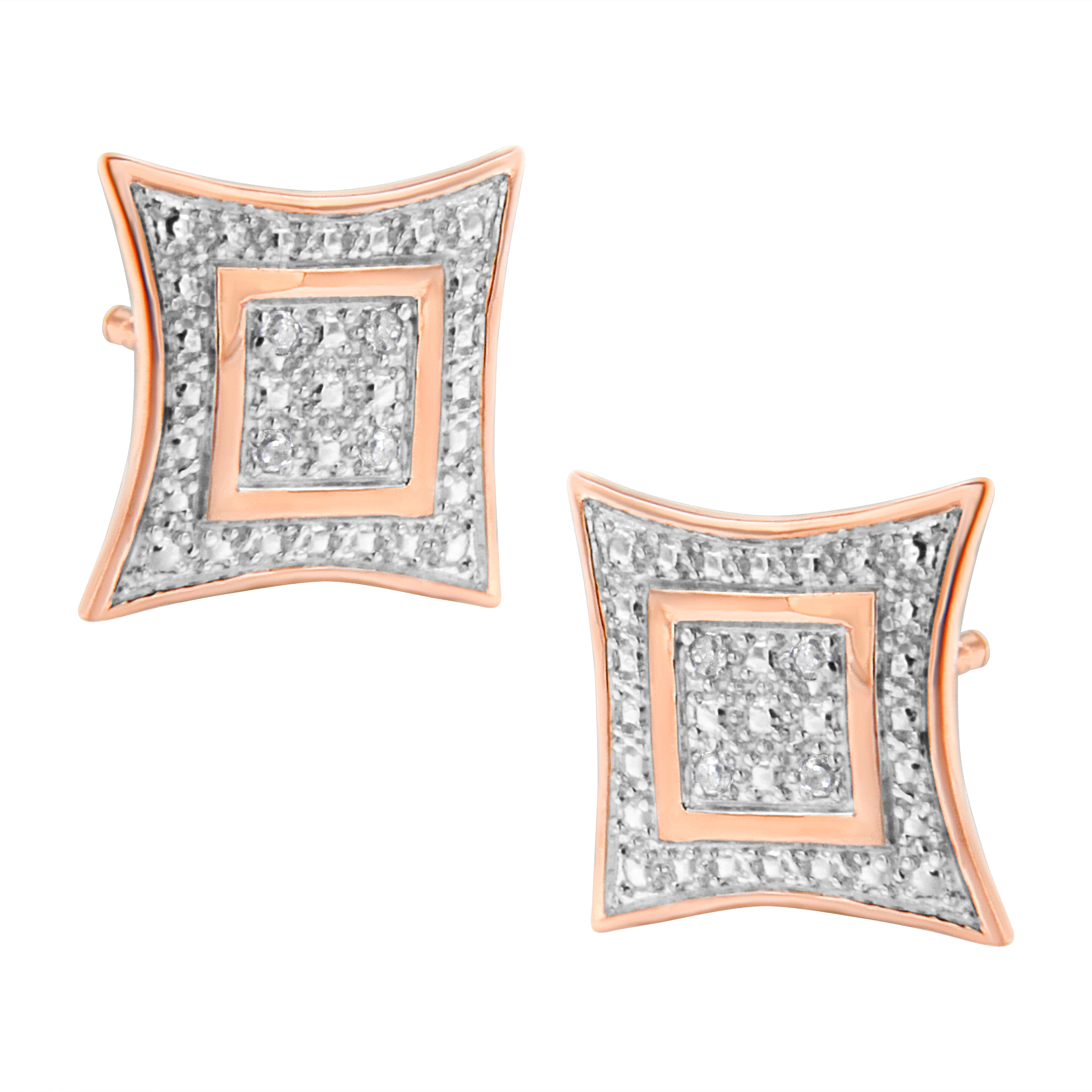 .925 Sterling Silver Diamond Accented 4-Stone Four Pointed Star Shaped Halo-Style Stud Earrings H-I Color, I2-I3 Clarity on sale at MyriadMart