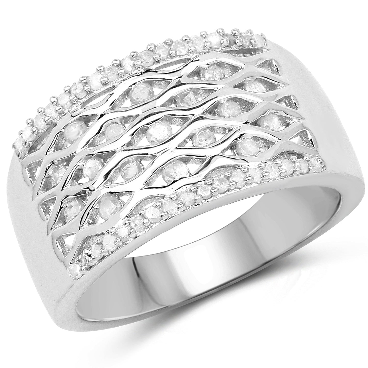 0.41 Carat Genuine White Diamond .925 Sterling Silver Ring on sale at MyriadMart