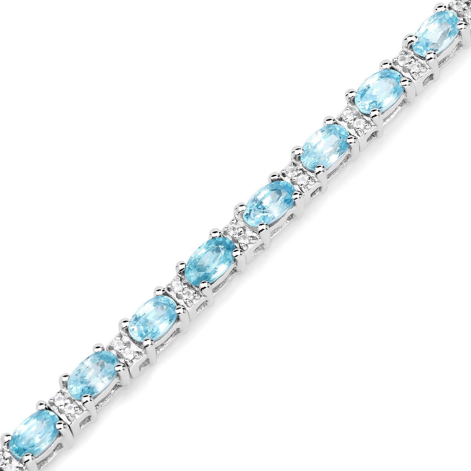 8.84 Carat Genuine Blue Zircon and Topaz White .925 Sterling Silver Bracelet on sale at MyriadMart