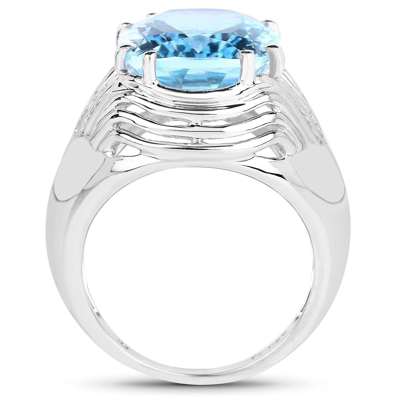 12.10 Carat Genuine Blue Topaz .925 Sterling Silver Ring on sale at MyriadMart