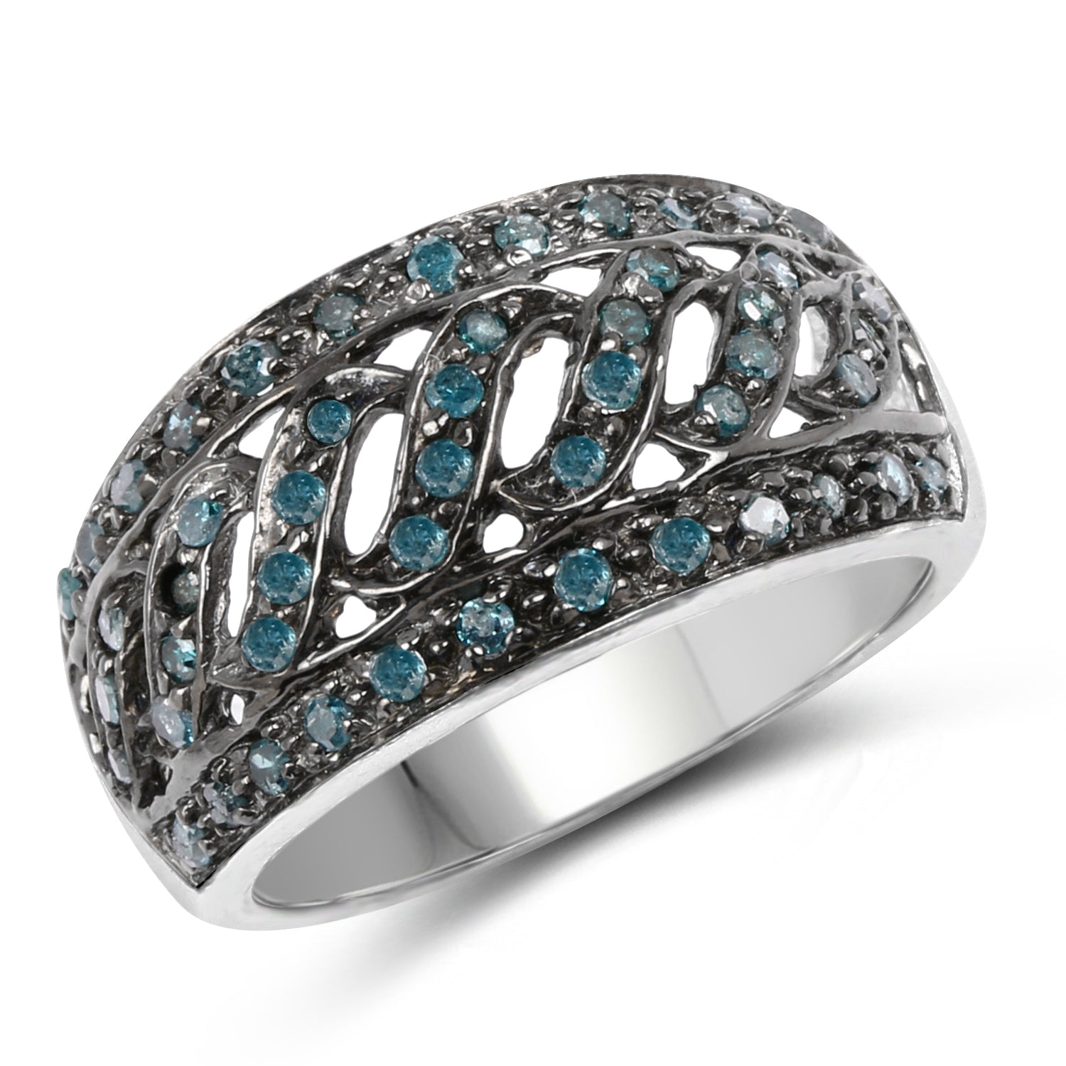 0.60 Carat Genuine Blue Diamond .925 Sterling Silver Ring on sale at MyriadMart