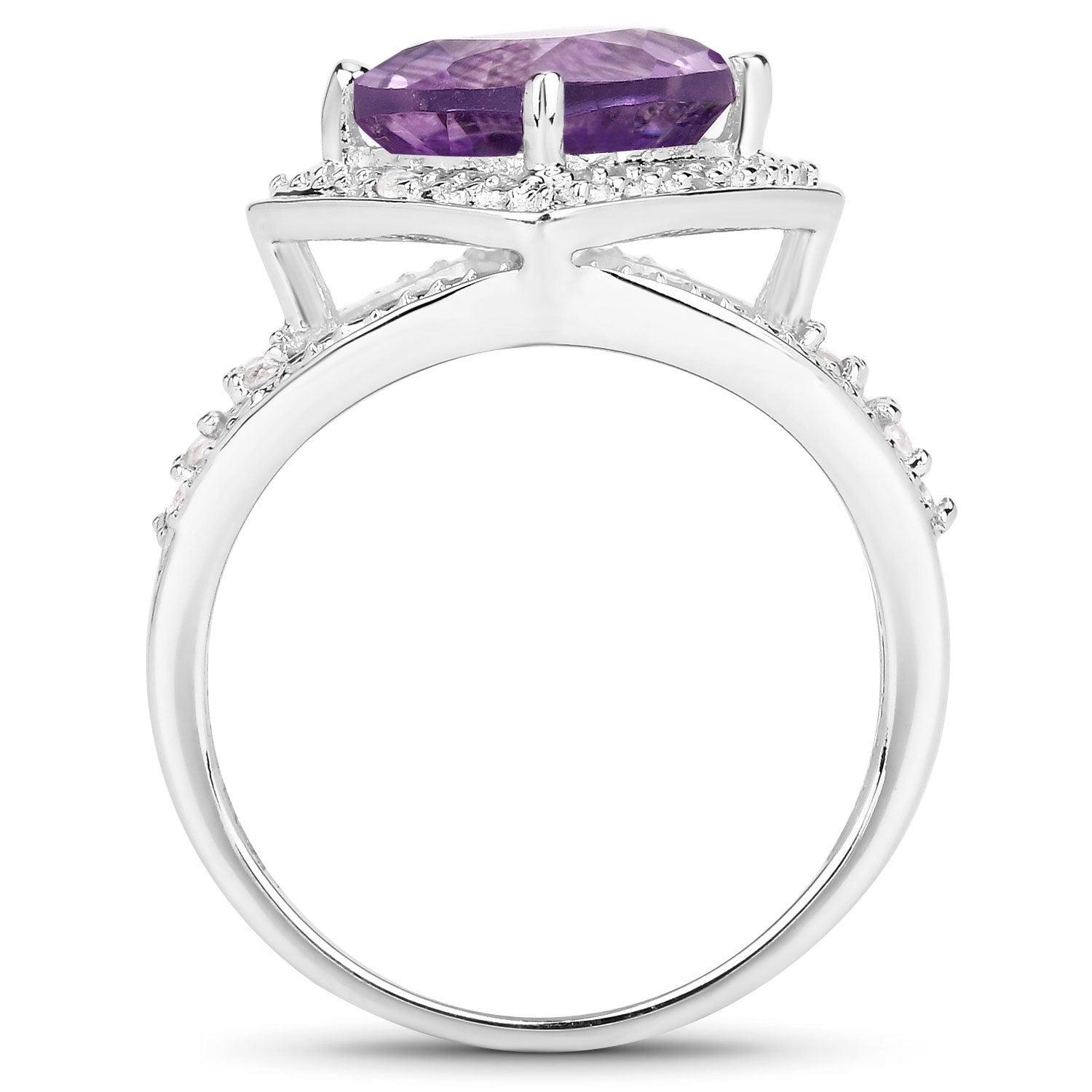 2.82 Carat Genuine Amethyst and White Topaz .925 Sterling Silver Ring on sale at MyriadMart