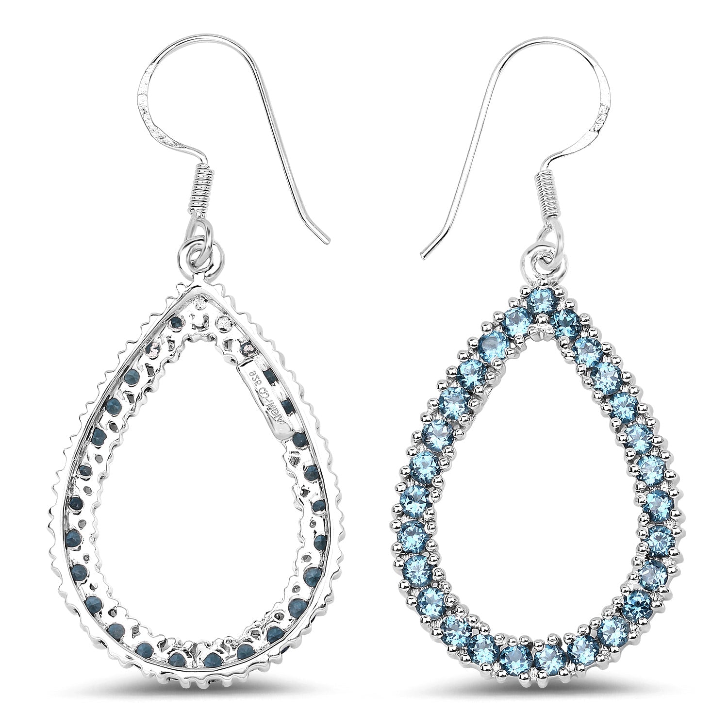 4.32 Carat Genuine London Blue Topaz .925 Sterling Silver Earrings on sale at MyriadMart