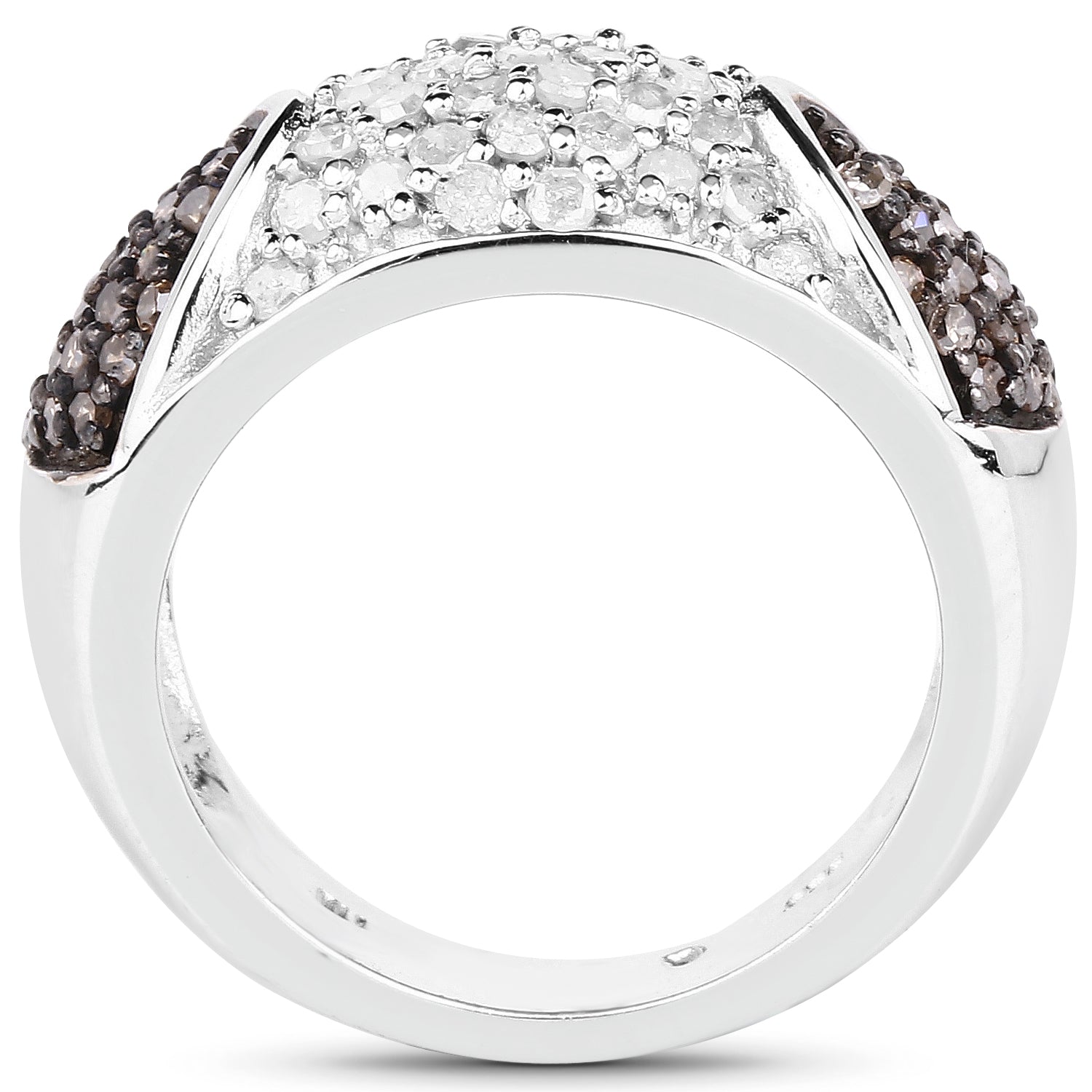 0.94 Carat Genuine Champagne Diamond and White Diamond .925 Sterling Silver Ring on sale at MyriadMart