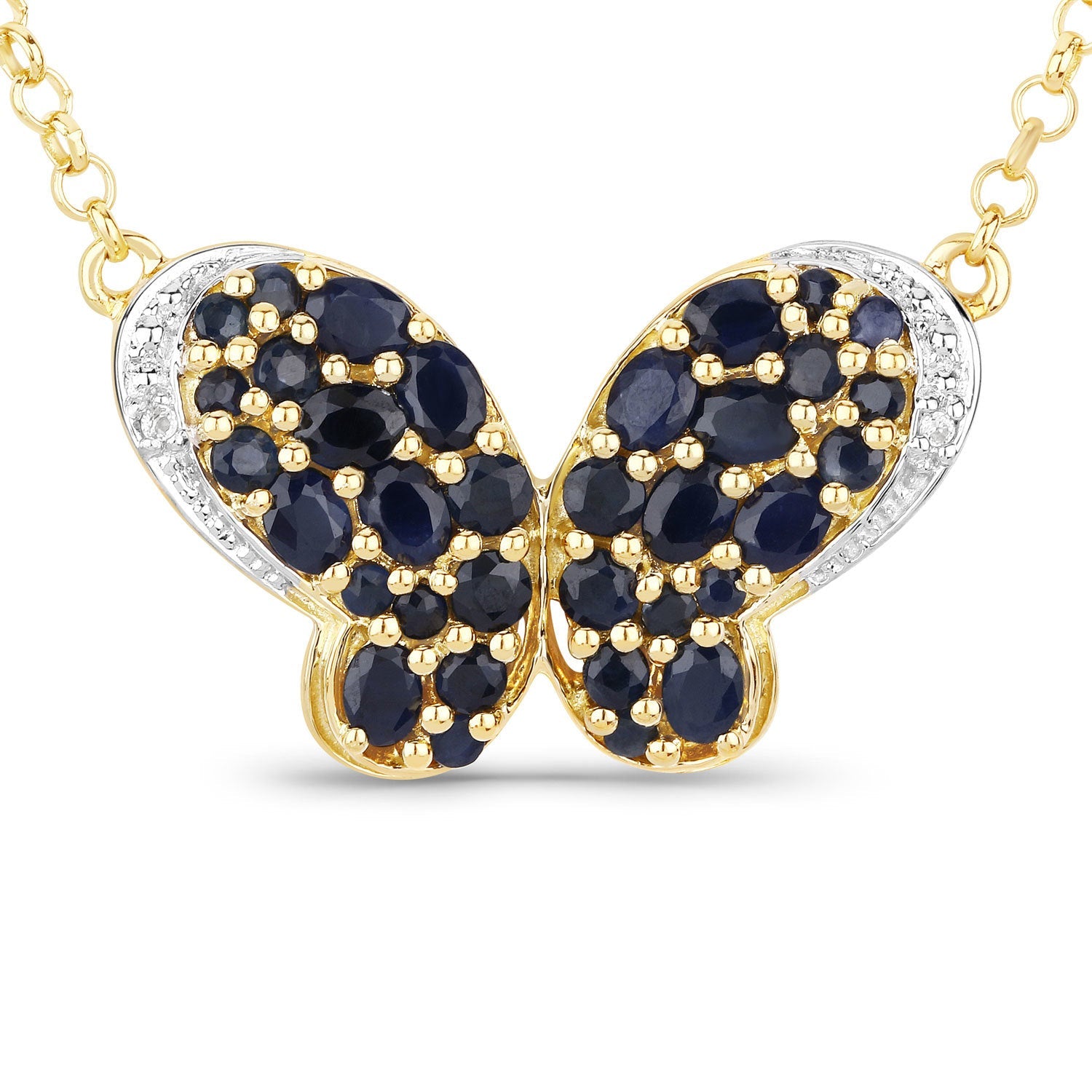 3.83 Carat Genuine Blue Sapphire and White Zircon .925 Sterling Silver Pendant on sale at MyriadMart