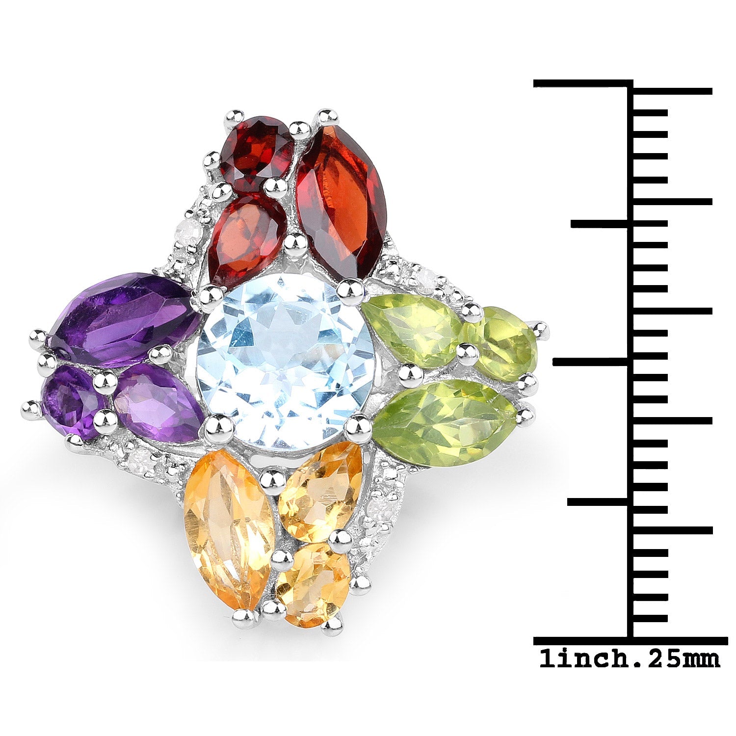 6.13 Carat Genuine Multi Stones .925 Sterling Silver Ring on sale at MyriadMart