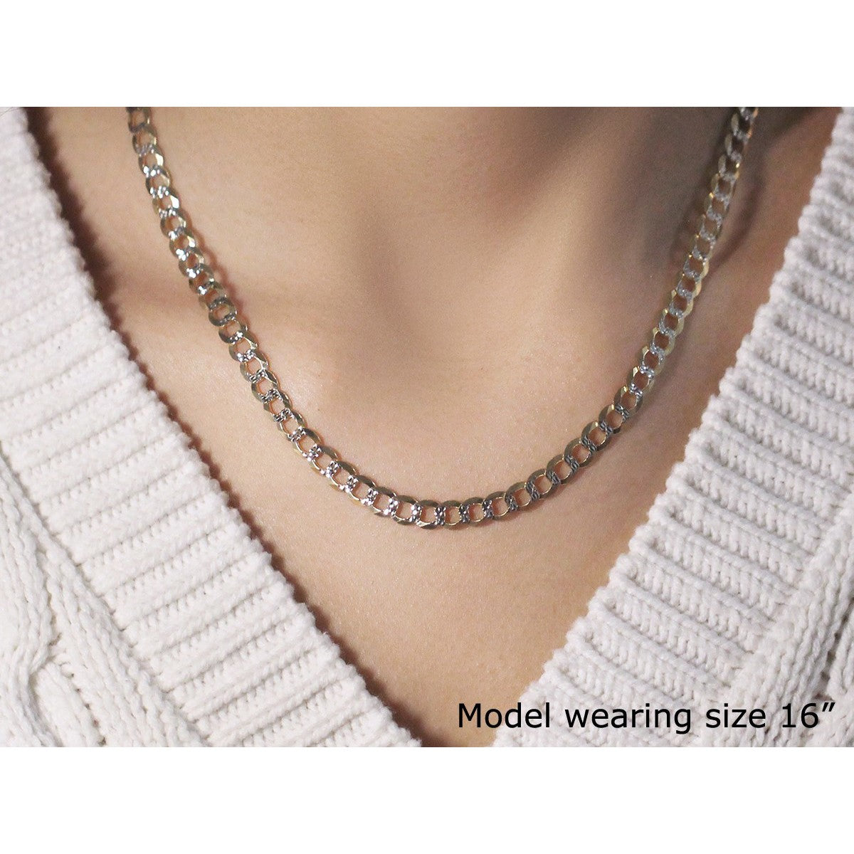 5.7mm 14k Two Tone Gold Pave Curb Chain on sale at MyriadMart