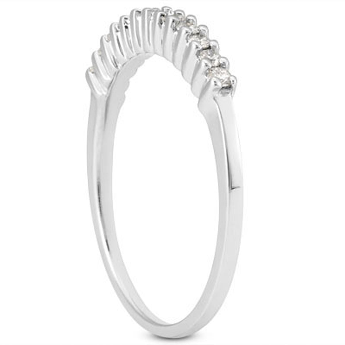 14k White Gold Raised Shared Prong Diamond Wedding Ring Band on sale at MyriadMart