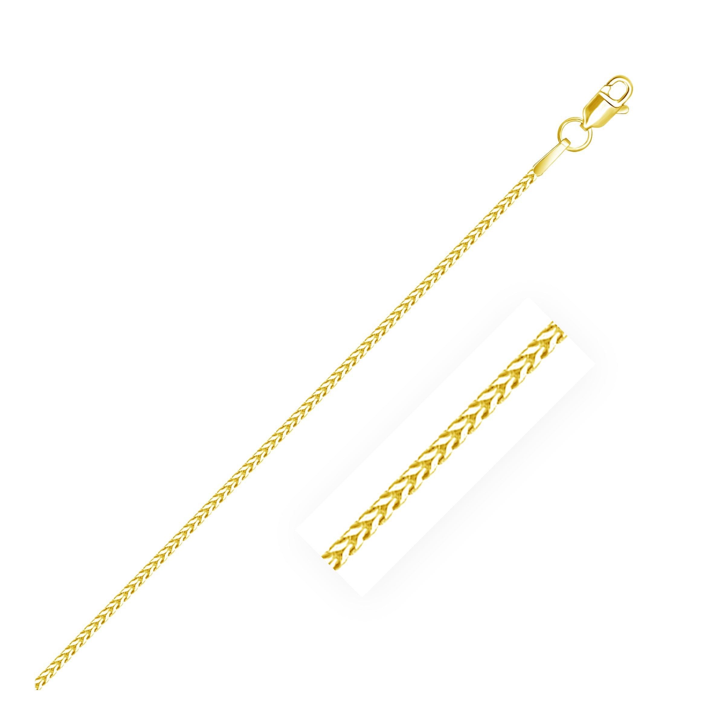 14k Yellow Gold Franco Chain 1.2mm on sale at MyriadMart