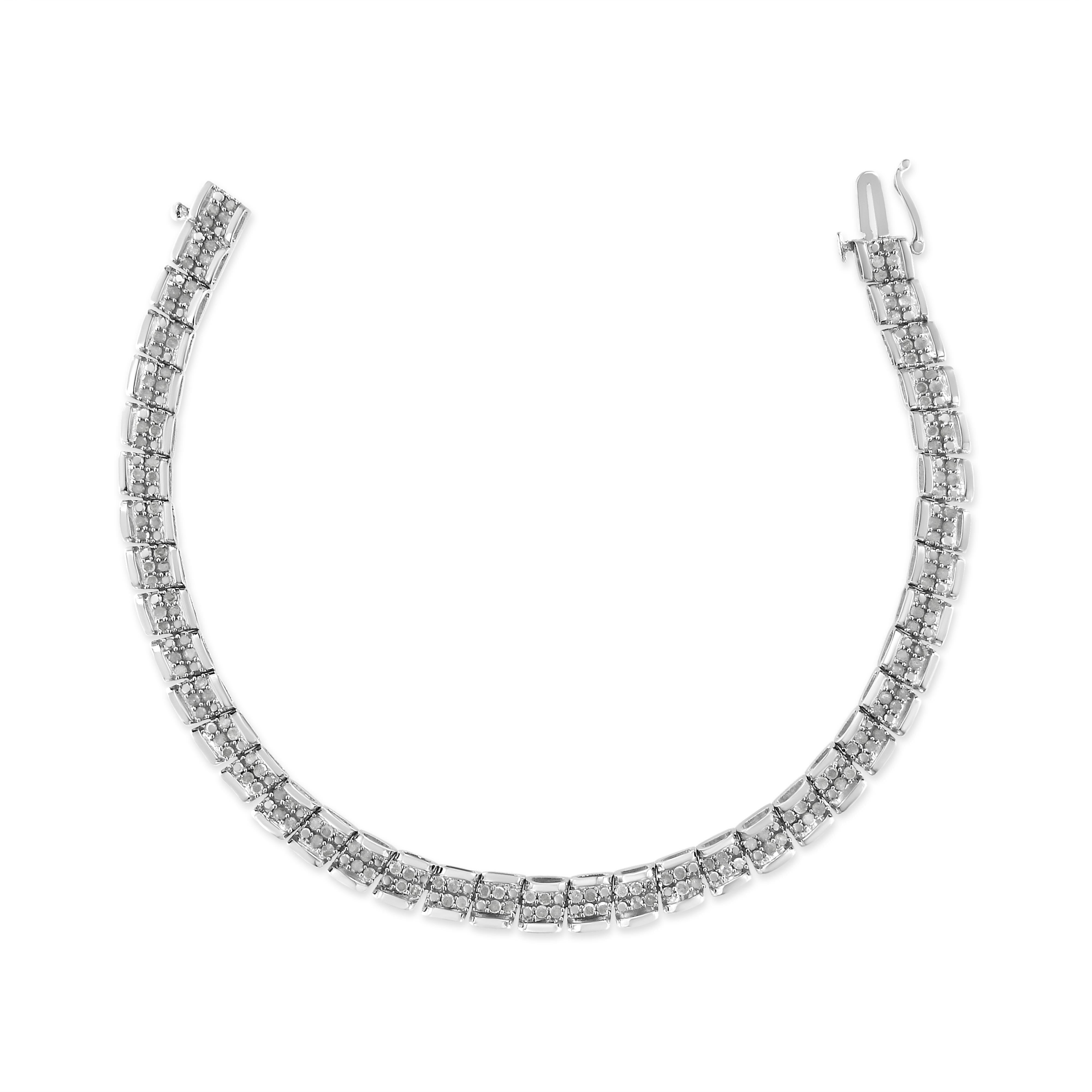 .925 Sterling Silver 2.0 Cttw Diamond 7" Round Miracle Plate Link Bracelet I-J Color, I2-I3 Clarity on sale at MyriadMart