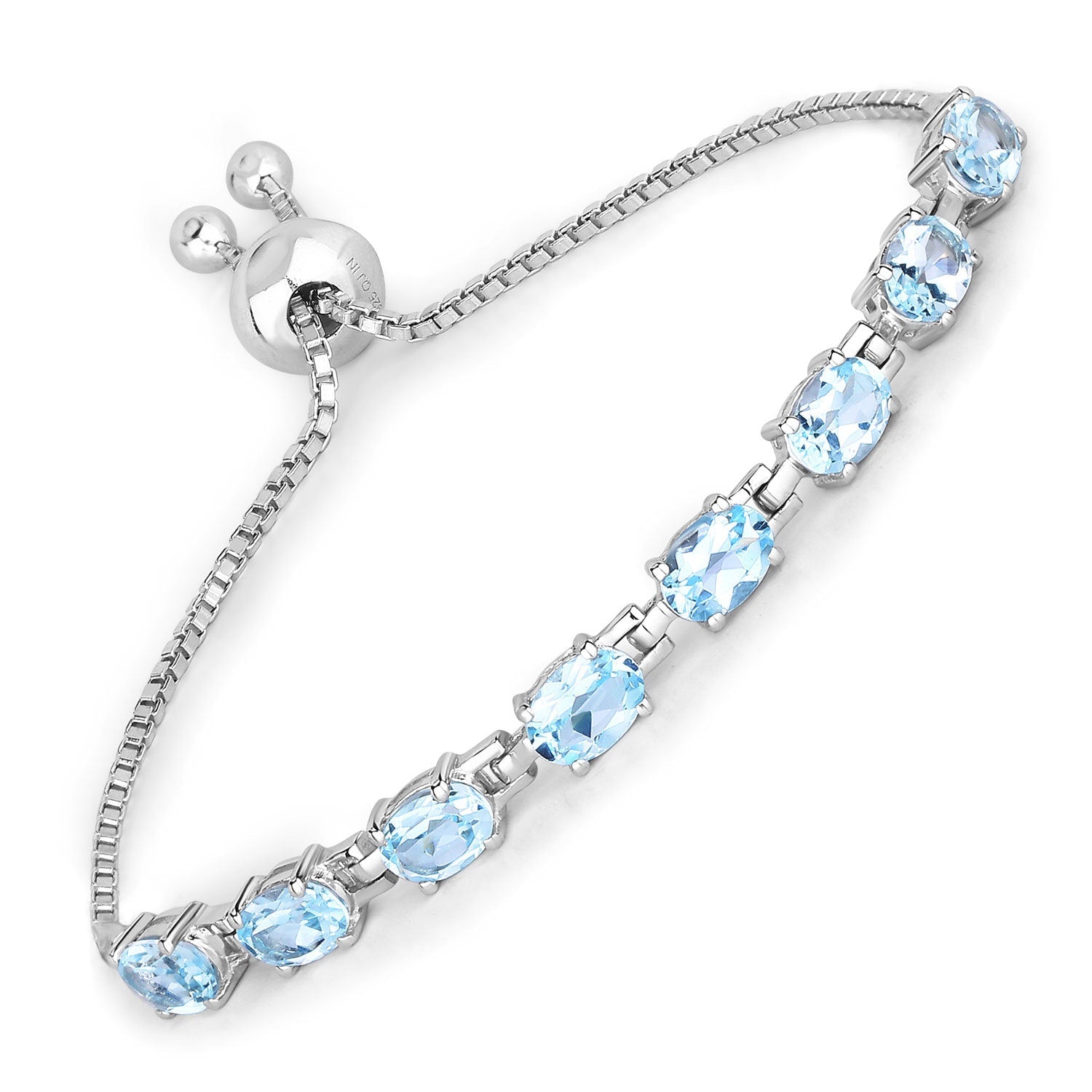 7.60 Carat Genuine Blue Topaz .925 Sterling Silver Bracelet on sale at MyriadMart