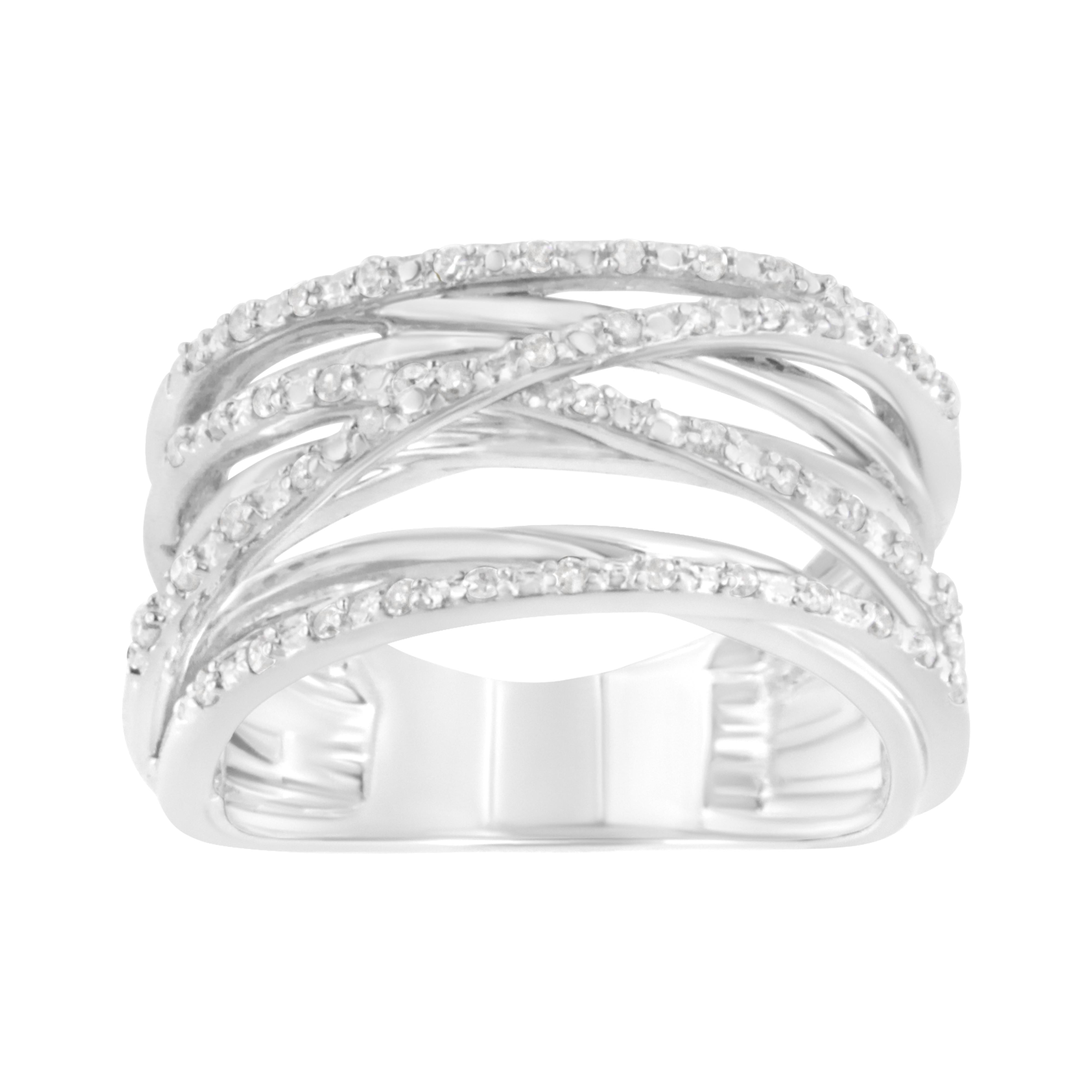 .925 Sterling Silver 1/4 Cttw Prong Set Round-Cut Diamond Bypass Ring I-J Color, I1-I2 Clarity - Size 7 on sale at MyriadMart