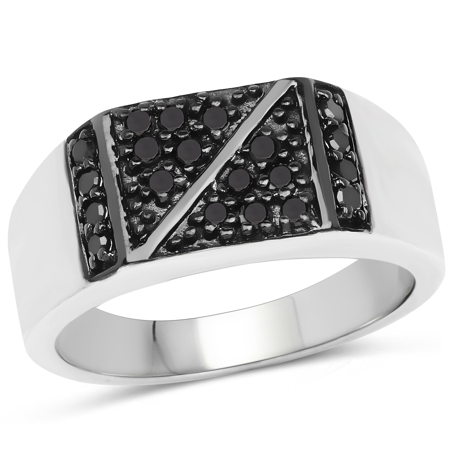 0.35 Carat Genuine Black Diamond .925 Sterling Silver Ring on sale at MyriadMart