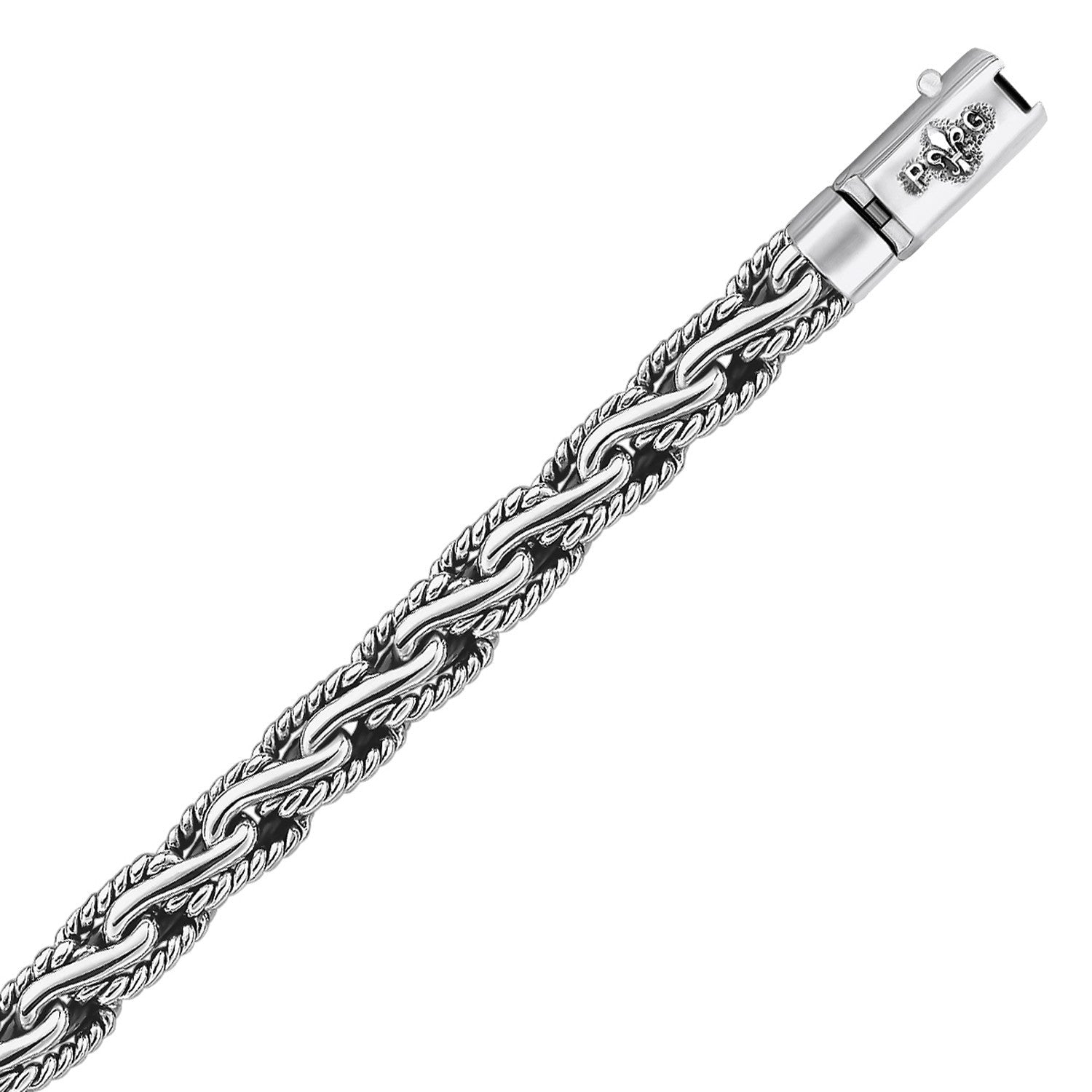 Oxidized Sterling Silver Men's Chain Bracelet in a Cable Motif on sale at MyriadMart