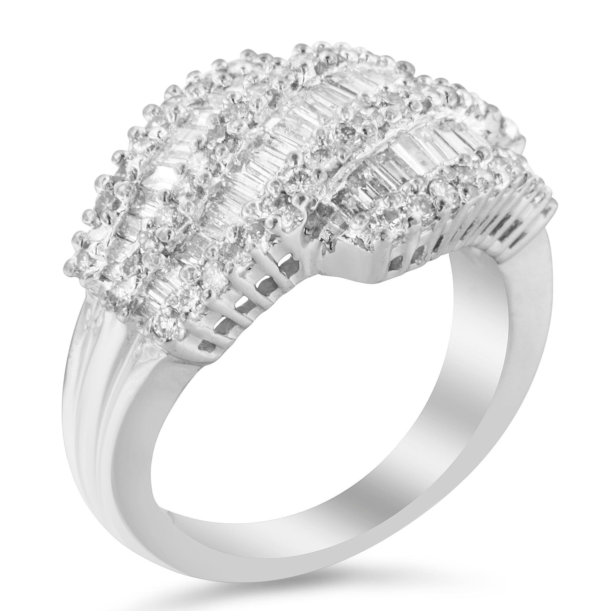 14K White Gold Diamond Cocktail Ring Band 1 3/4 Cttw, H-I Color, SI2-I1 Clarity - Size 6-1/2 on sale at MyriadMart