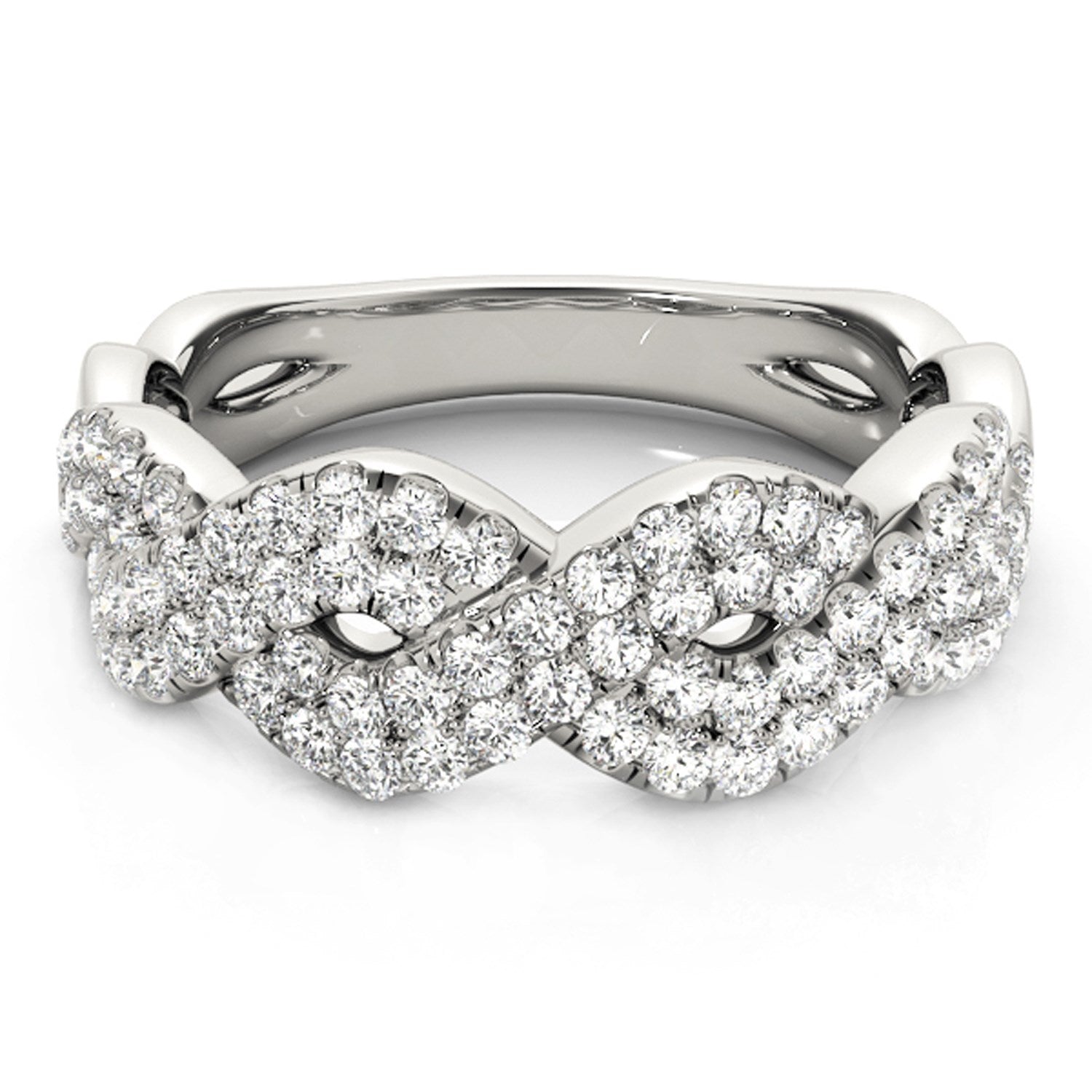 Diamond Studded Interlocking Waves Ring in 14k White Gold 5/8 cttw on sale at MyriadMart