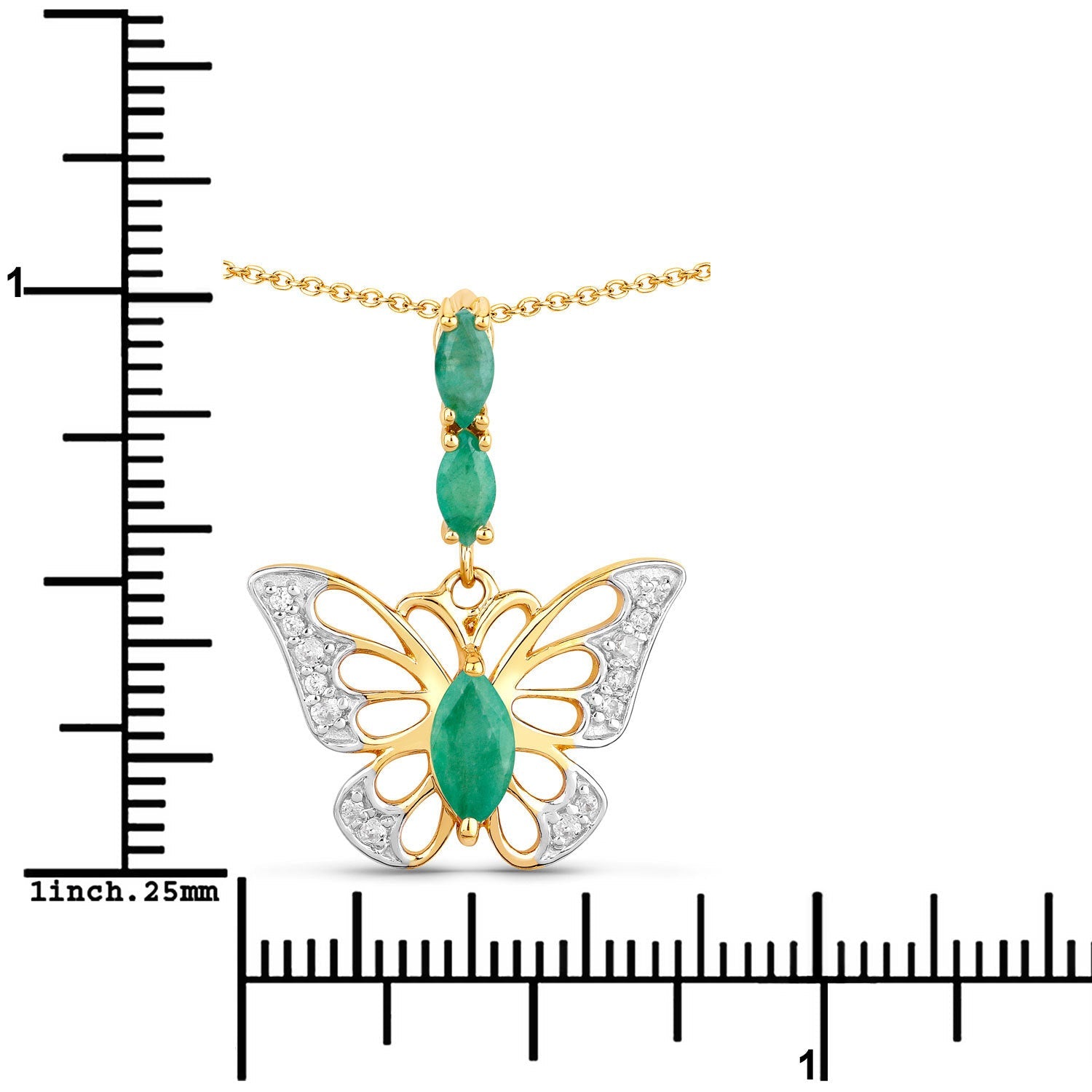 0.72 Carat Genuine Emerald and White Zircon .925 Sterling Silver Pendant on sale at MyriadMart