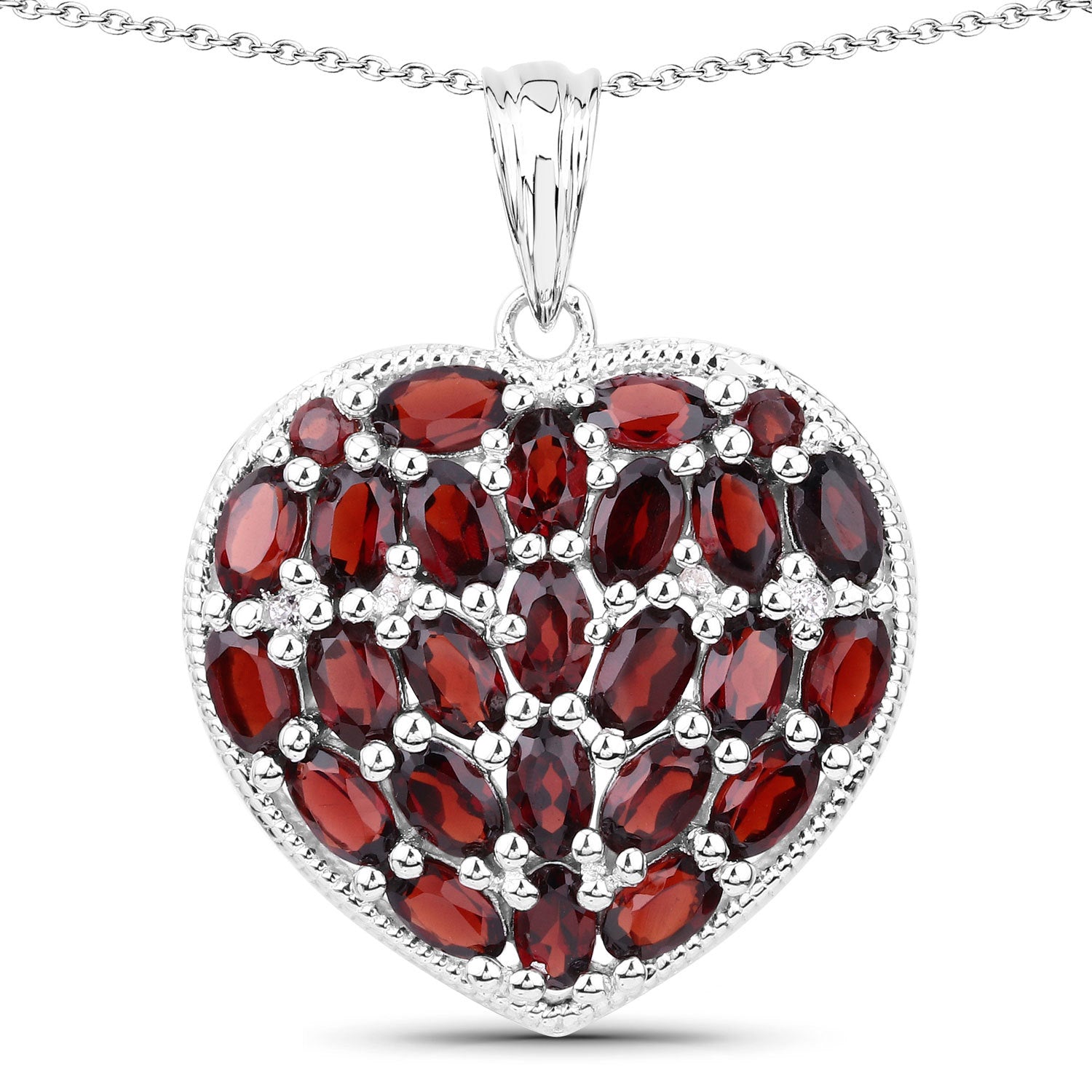 6.98 Carat Genuine Garnet and White Topaz .925 Sterling Silver Pendant on sale at MyriadMart