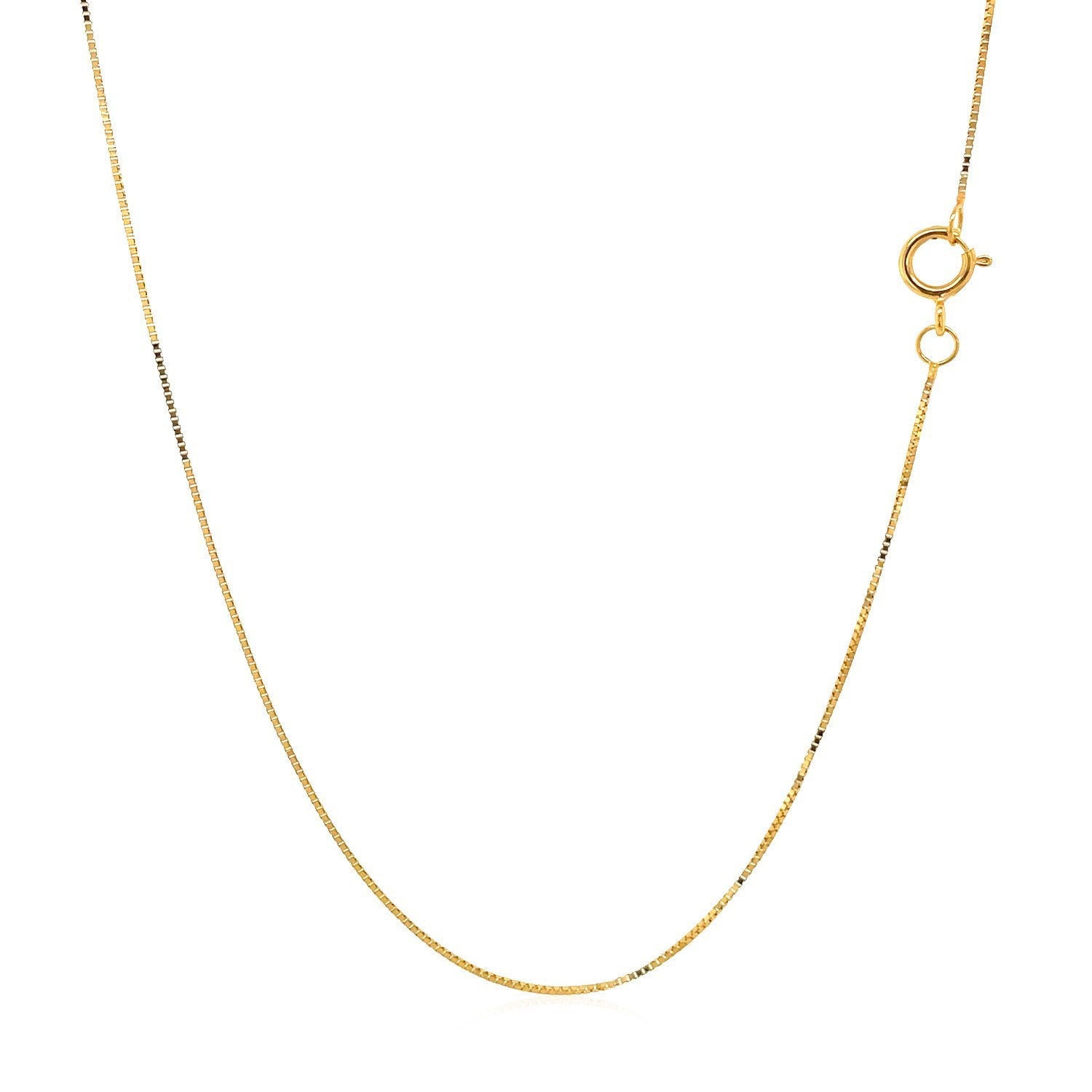 14k Yellow Gold Classic Box Chain 0.45mm on sale at MyriadMart