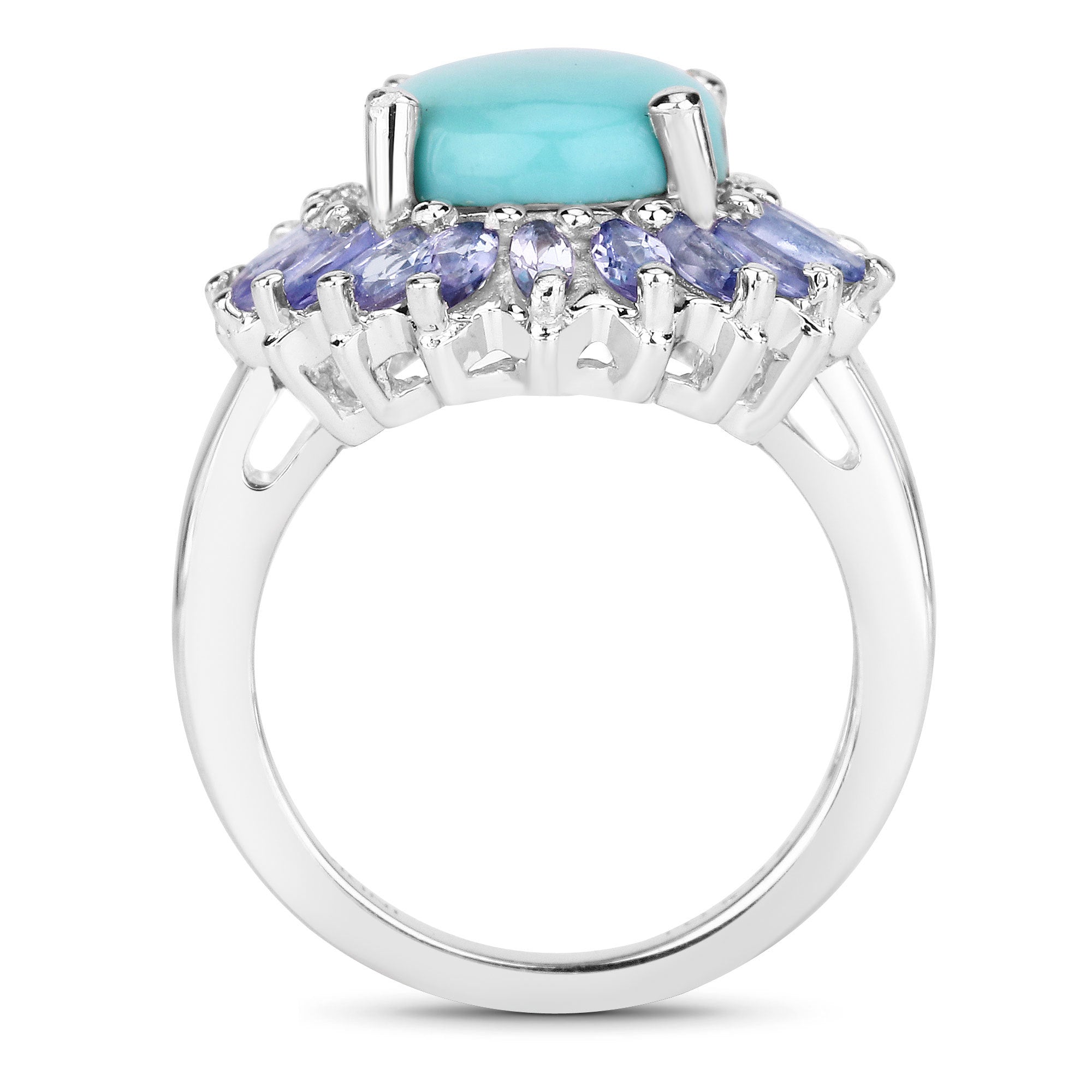 6.10 Carat Genuine Larimar and Tanzanite .925 Sterling Silver Ring on sale at MyriadMart