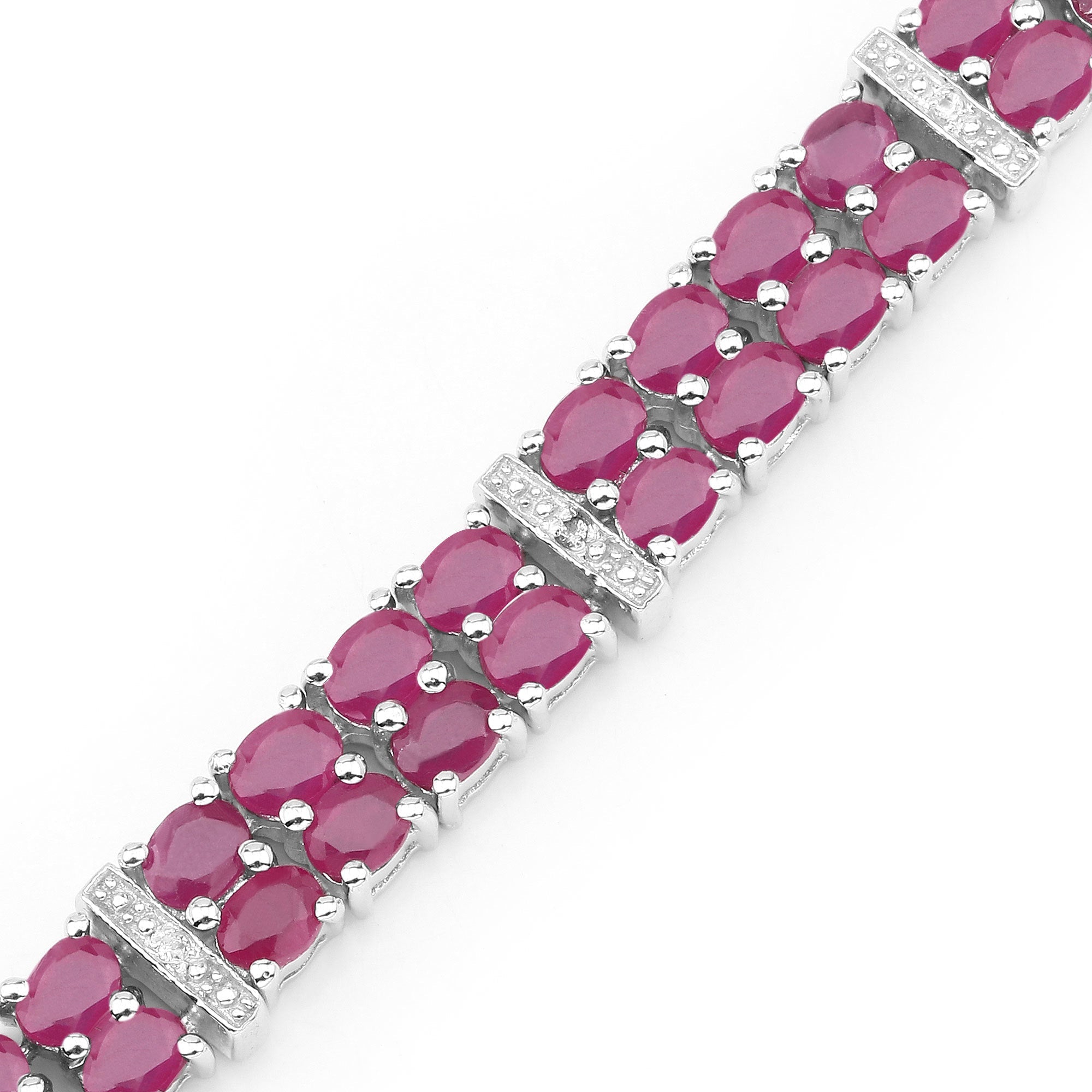 17.65 Carat Glass Filled Ruby and White Topaz .925 Sterling Silver Bracelet on sale at MyriadMart