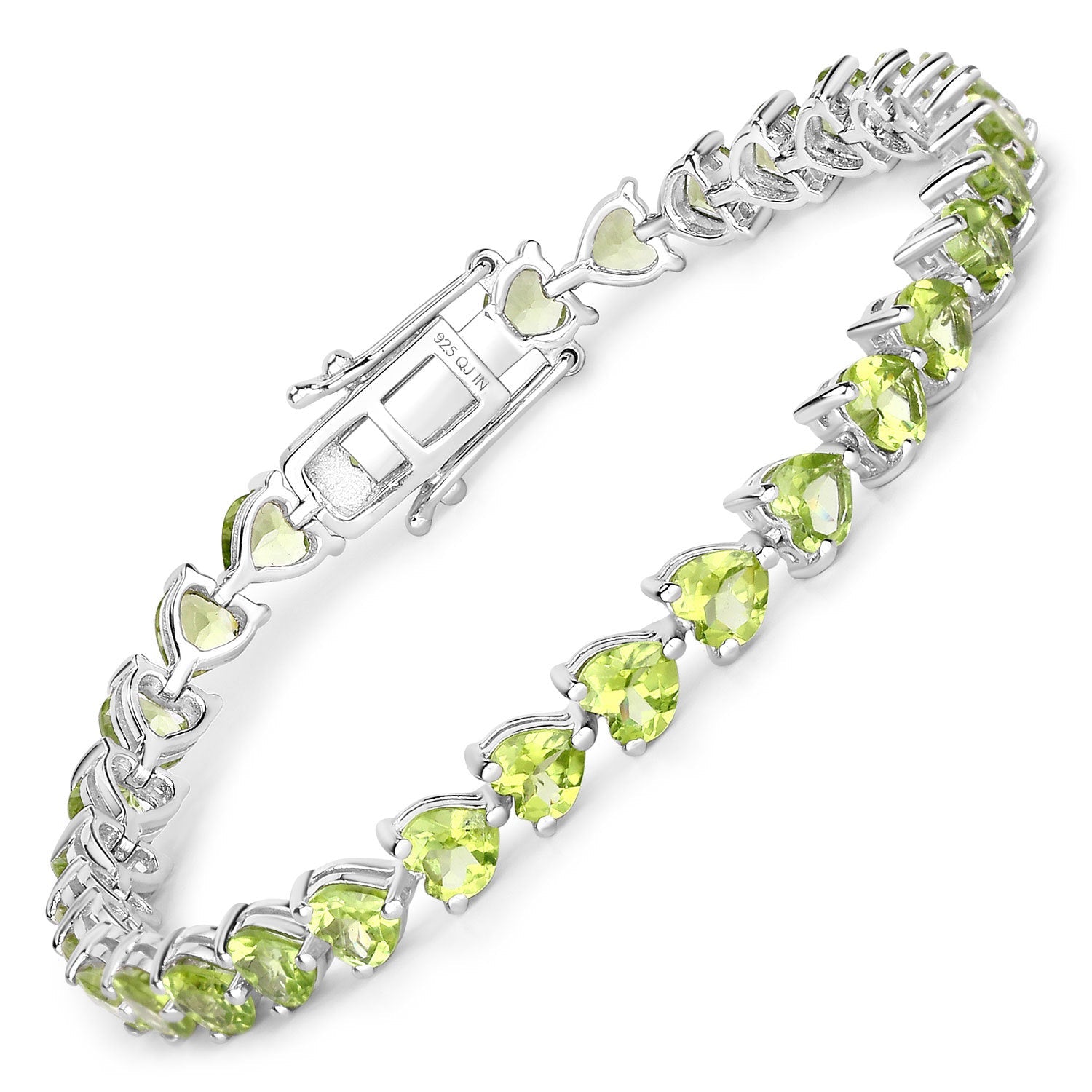 13.64 Carat Genuine Peridot .925 Sterling Silver Bracelet on sale at MyriadMart