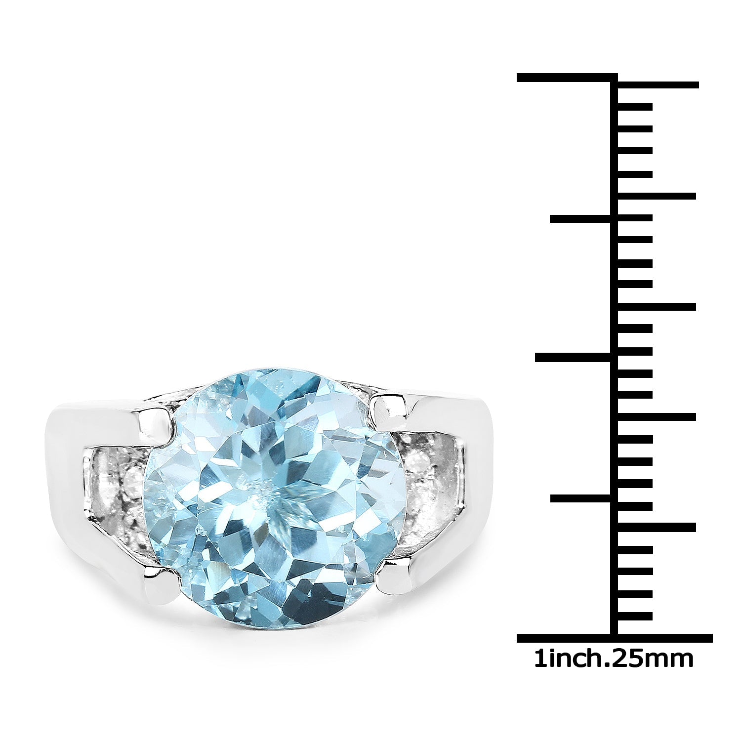 7.21 Carat Genuine Blue Topaz and White Cubic Zirconia .925 Sterling Silver Ring on sale at MyriadMart