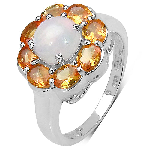 2.65 Carat Genuine Ethiopian Opal & Spessartite .925 Sterling Silver Ring on sale at MyriadMart