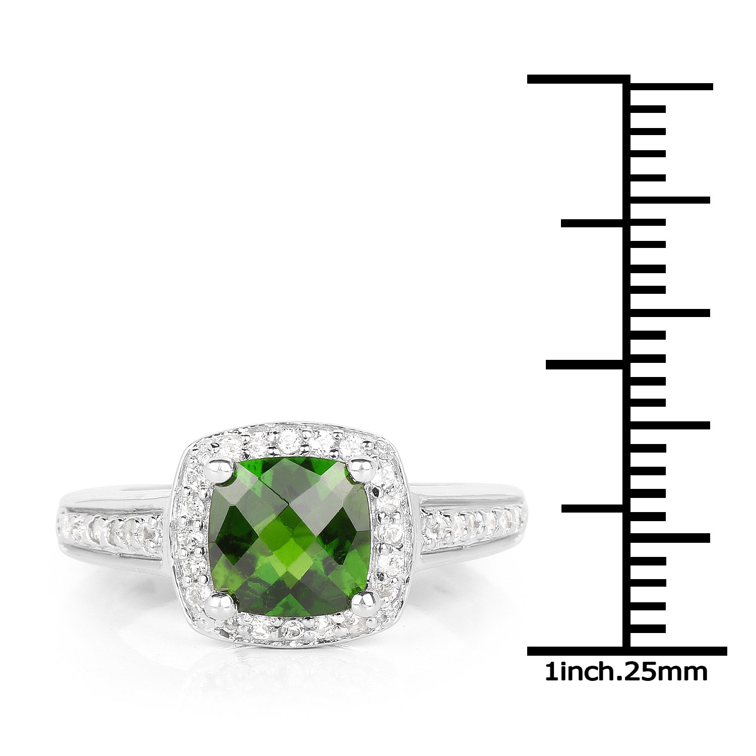 1.67 Carat Genuine Chrome Diopside & White Topaz .925 Sterling Silver Ring on sale at MyriadMart