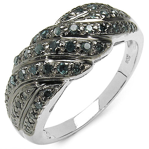0.36 Carat Genuine Blue Diamond .925 Sterling Silver Ring on sale at MyriadMart