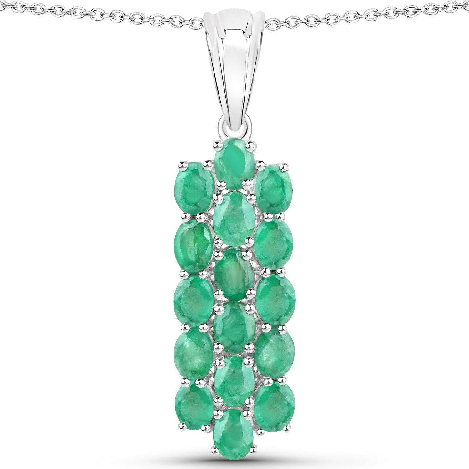 7.80 Carat Genuine Zambian Emerald .925 Sterling Silver 3 Piece Jewelry Set Ring, Earrings, and Pendant w/ Chain on sale at MyriadMart