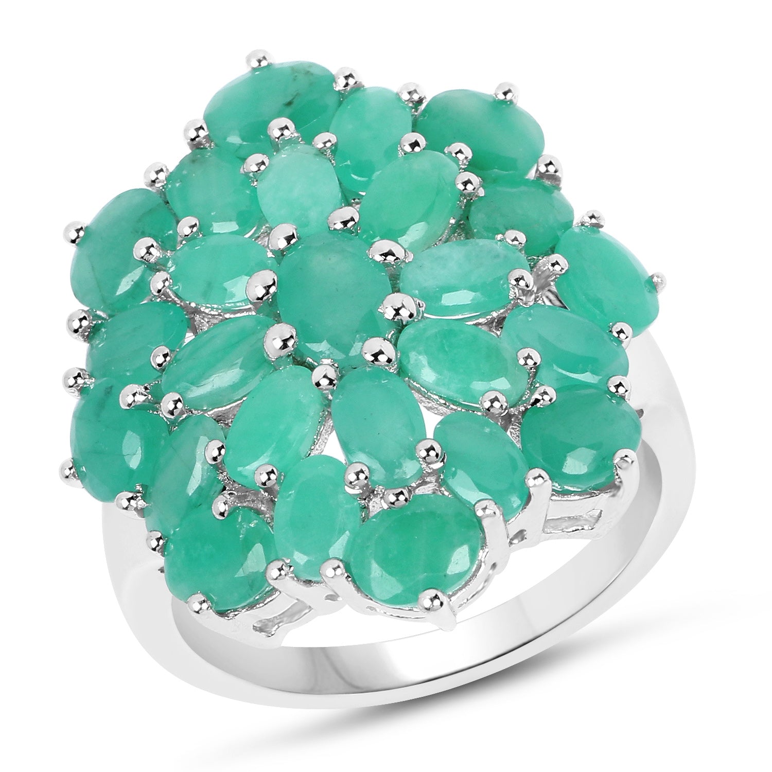 5.88 Carat Genuine Emerald .925 Sterling Silver Ring on sale at MyriadMart