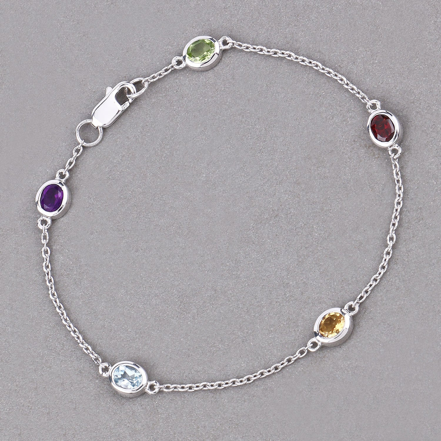 1.83 Carat Genuine Multi Stones .925 Sterling Silver Bracelet on sale at MyriadMart