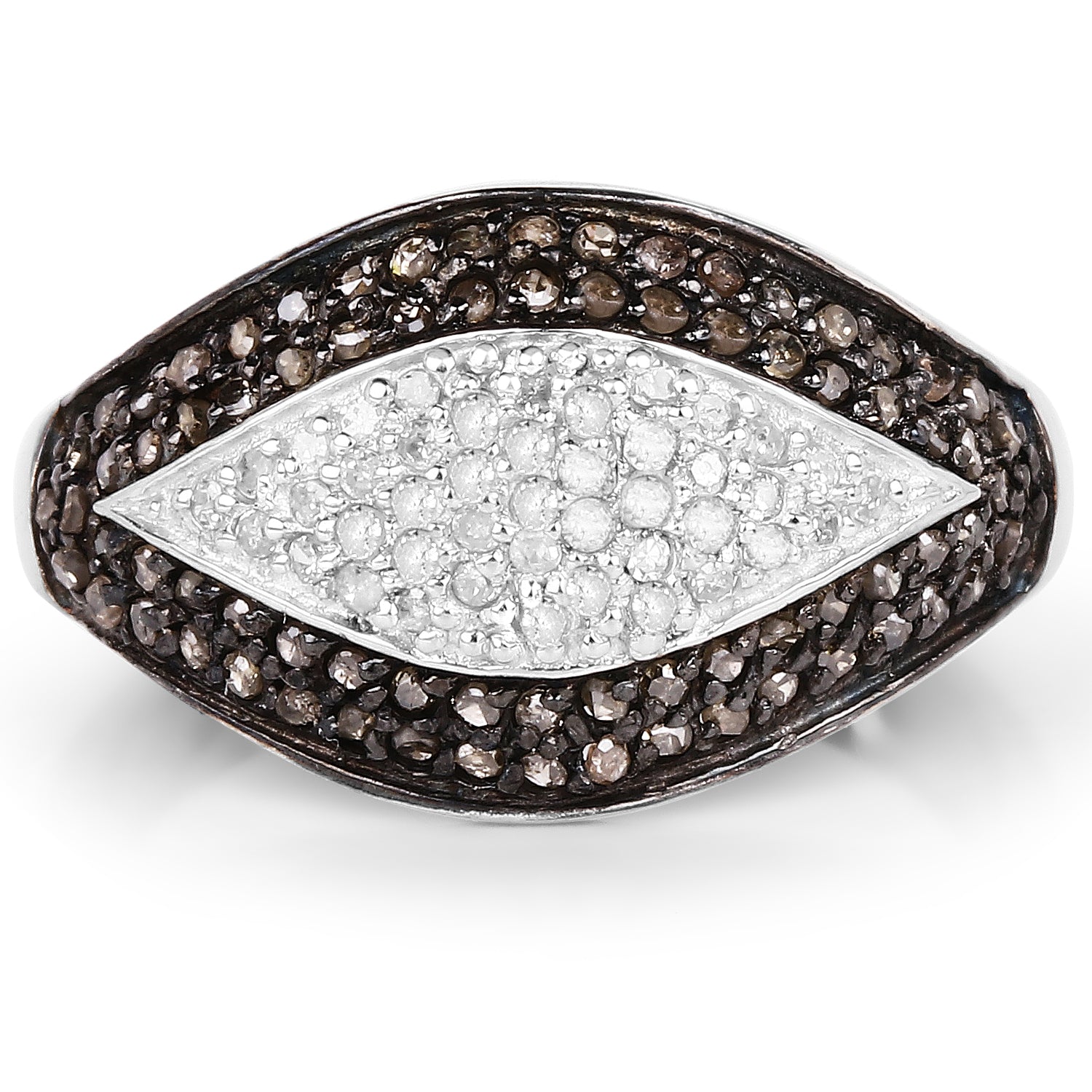 0.50 Carat Genuine Champagne Diamond and White Diamond .925 Sterling Silver Ring on sale at MyriadMart