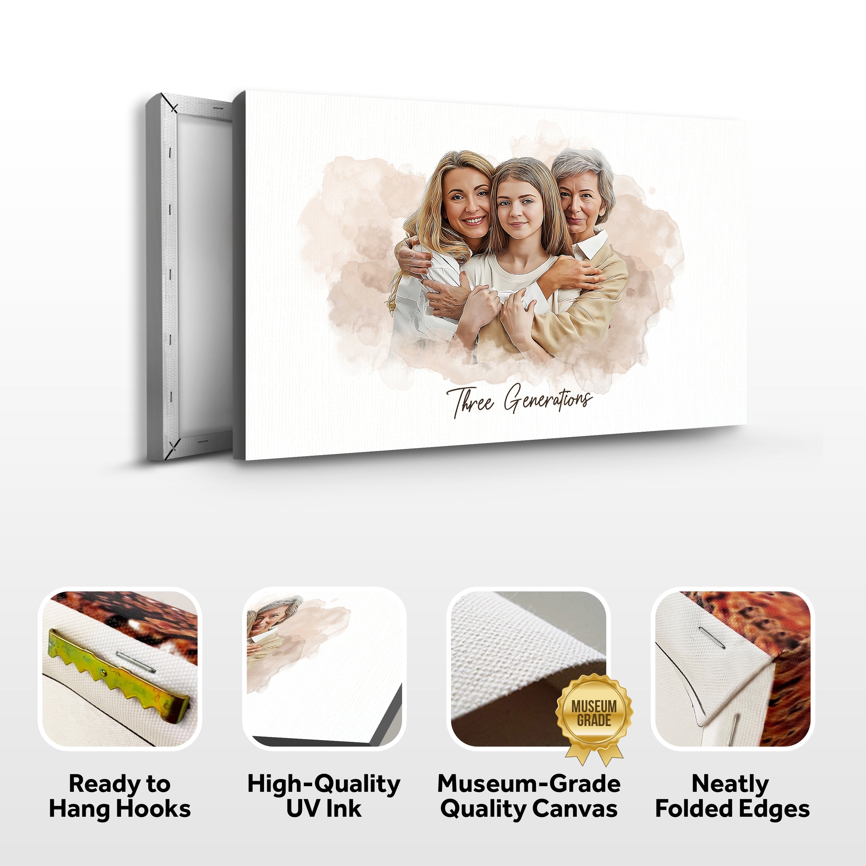 Mother's Day Watercolor Family Portrait Sign on sale at MyriadMart