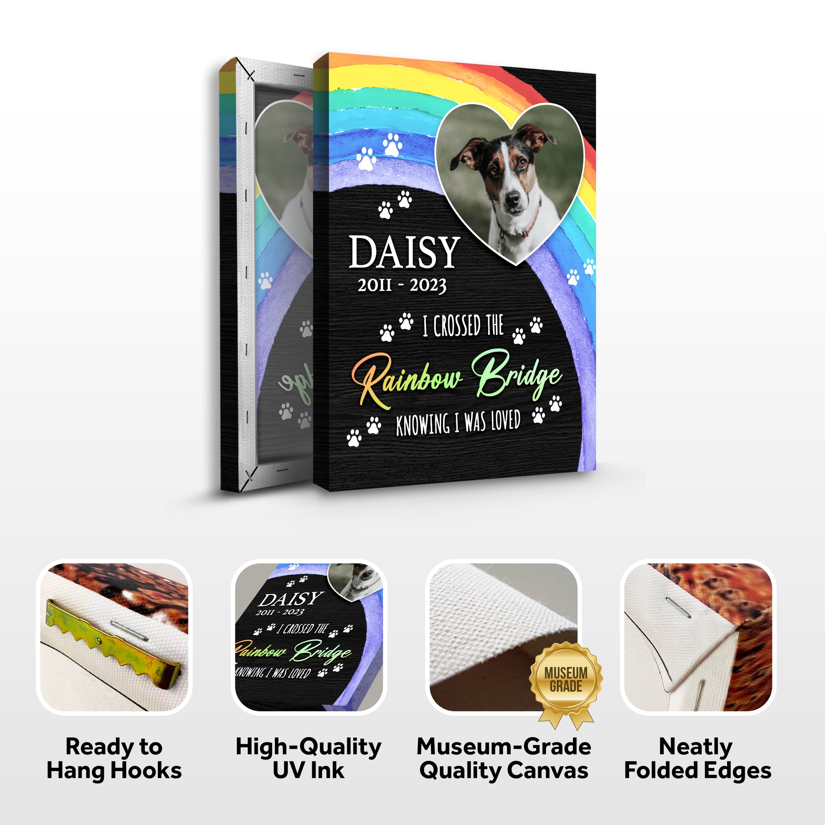 Pet Memorial Sign I Crossed The Rainbow Bridge on sale at MyriadMart