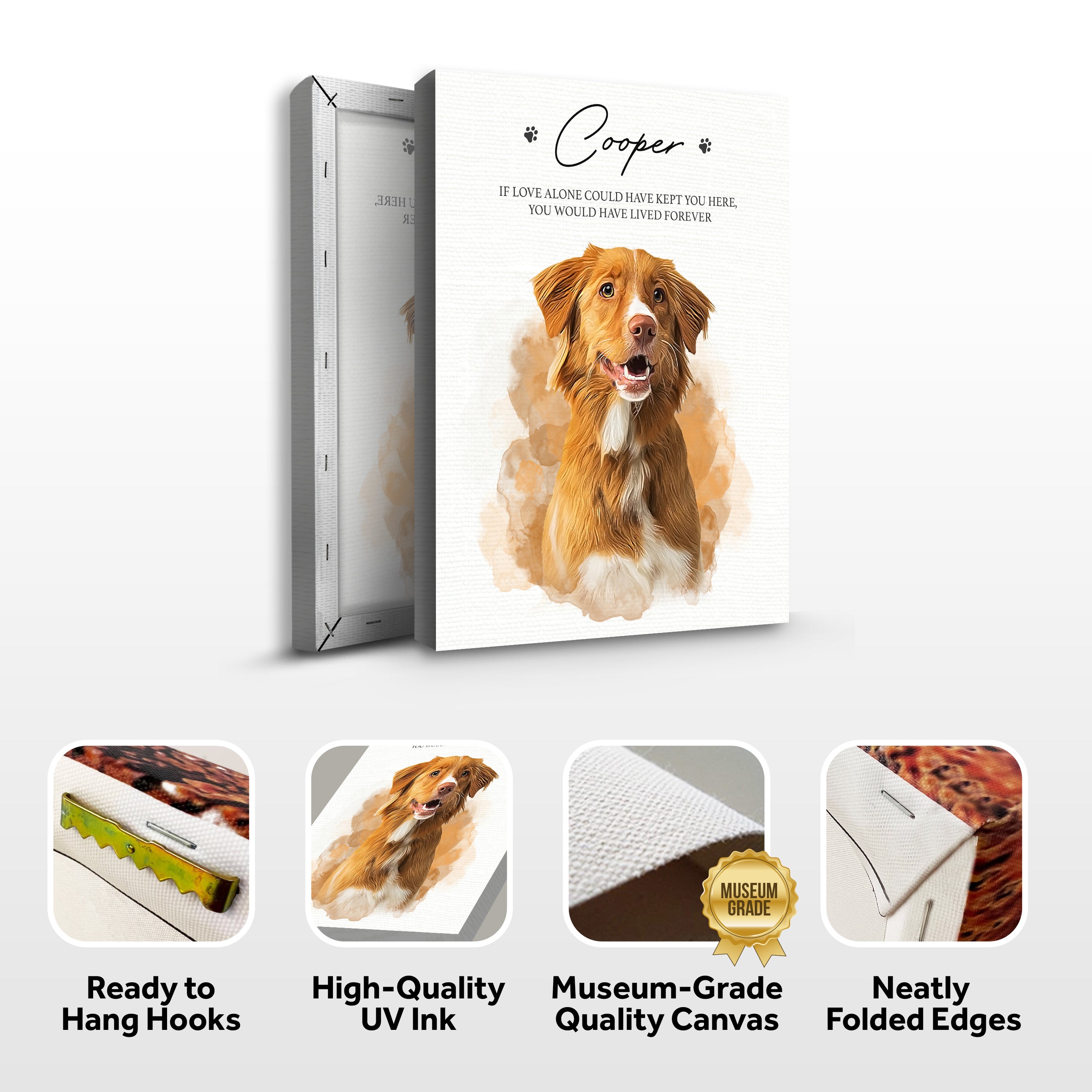 Pet Memorial Portrait Watercolor Sign If Love Alone on sale at MyriadMart