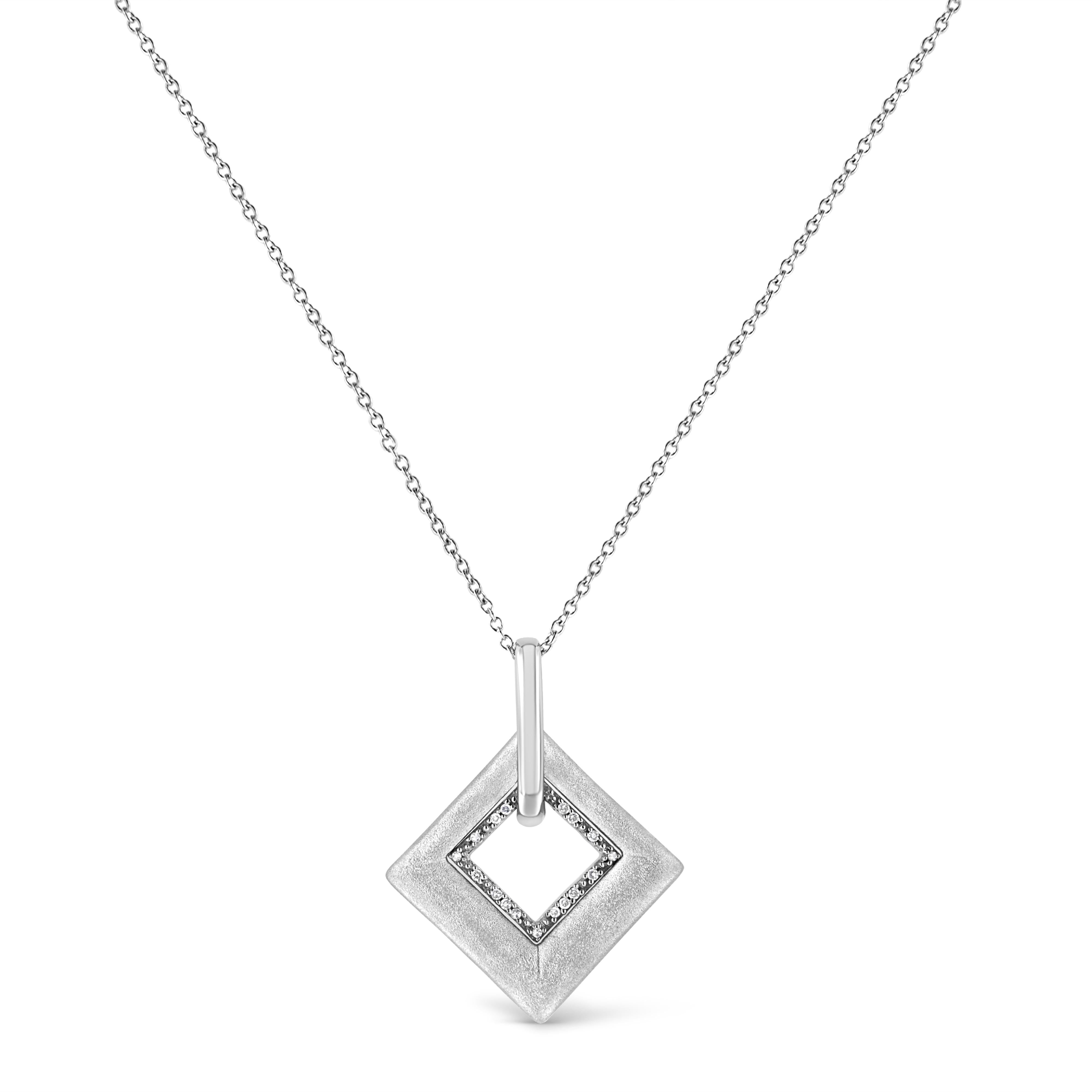 .925 Sterling Silver Pave-Set Diamond Accent Kite Shape 18" Pendant Necklace I-J Color, I1-I2 Clarity on sale at MyriadMart