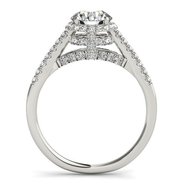 14k White Gold Round Cut Pave Set Shank Diamond Engagement Ring 1 3/8 cttw on sale at MyriadMart