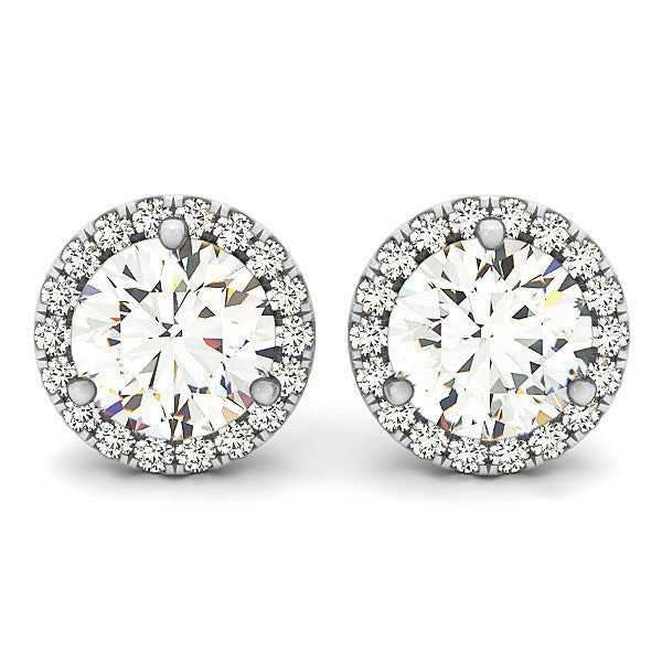 14k White Gold Round Prong Halo Style Earrings 1 cttw on sale at MyriadMart