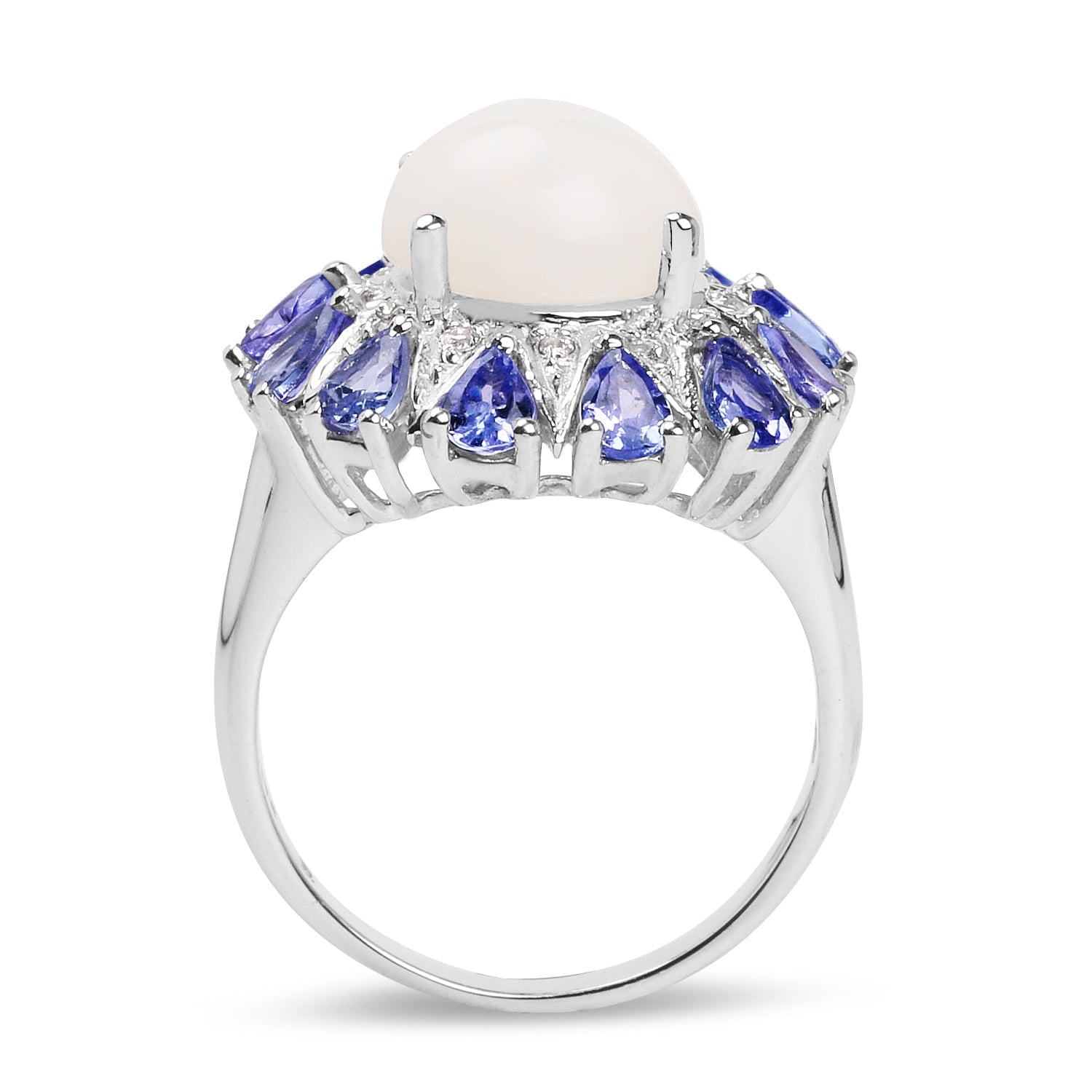 4.25 Carat Genuine Opal, Tanzanite & White Topaz .925 Sterling Silver Ring on sale at MyriadMart