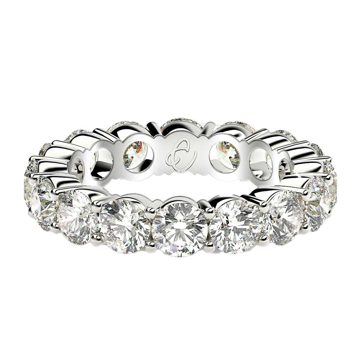 Round Cut Lab Grown Diamond Eternity Ring in 14k White Gold 4 cttw FG/VS2 on sale at MyriadMart