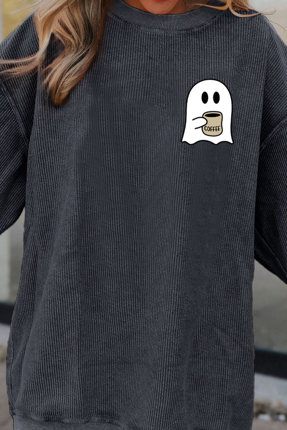 Ghost Graphic Drop Shoulder Sweatshirt - MyriadMart