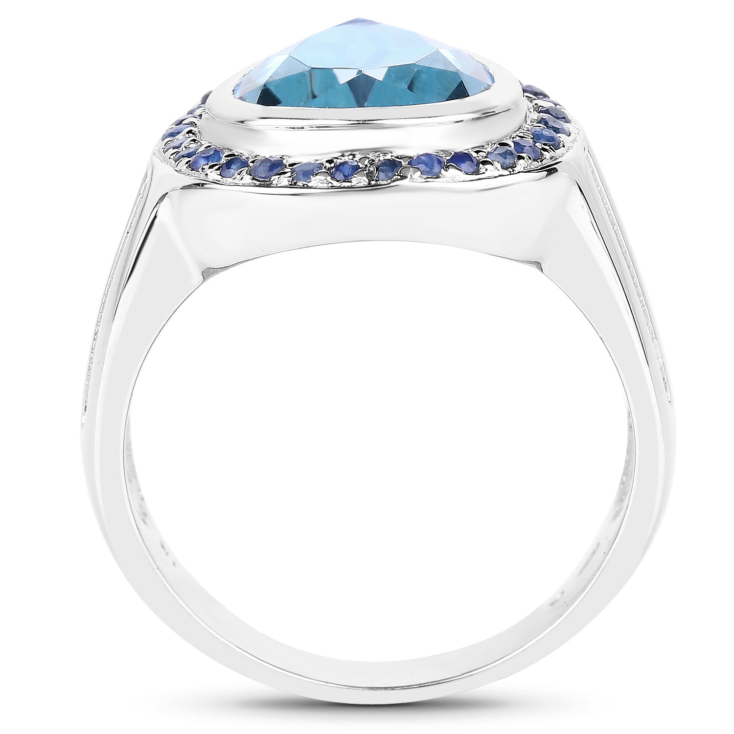 5.42 Carat Genuine Blue Topaz and Blue Sapphire .925 Sterling Silver Ring on sale at MyriadMart