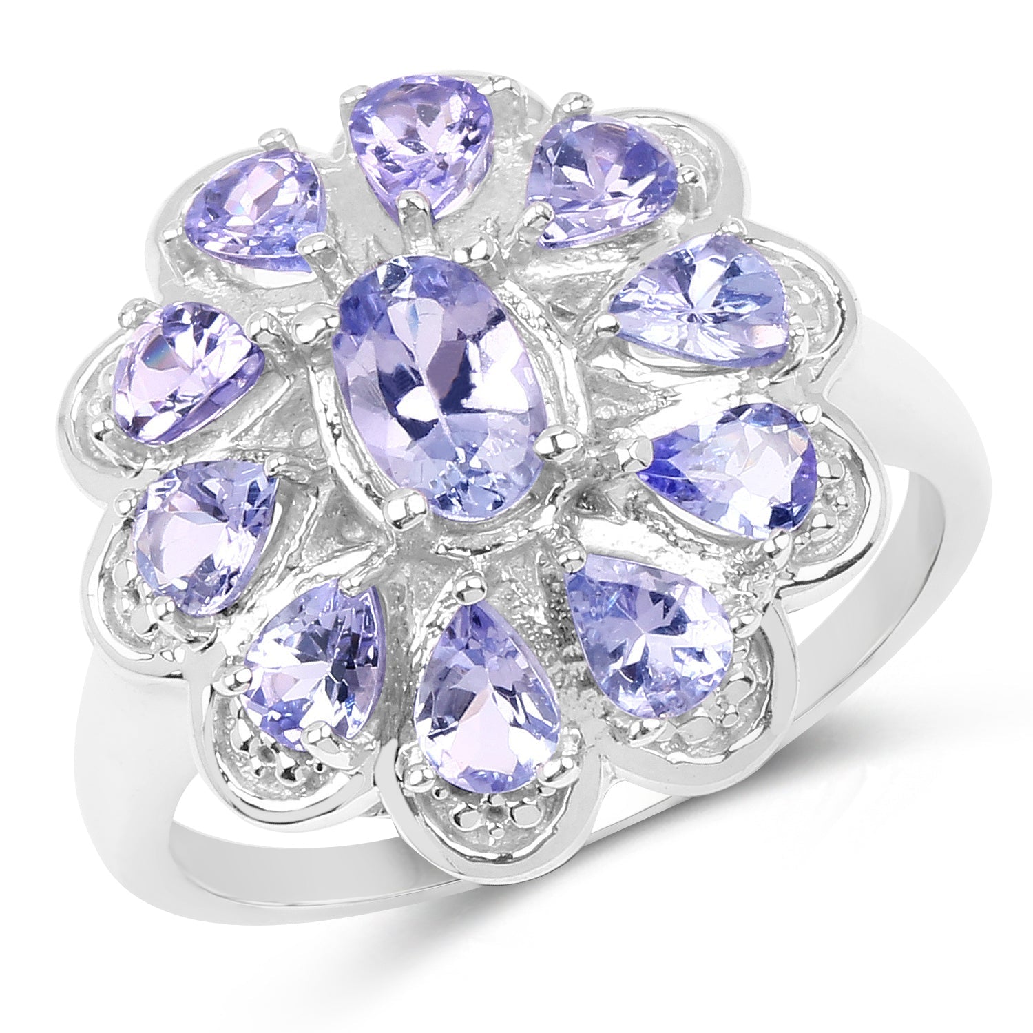 1.84 Carat Genuine Tanzanite .925 Sterling Silver Ring on sale at MyriadMart